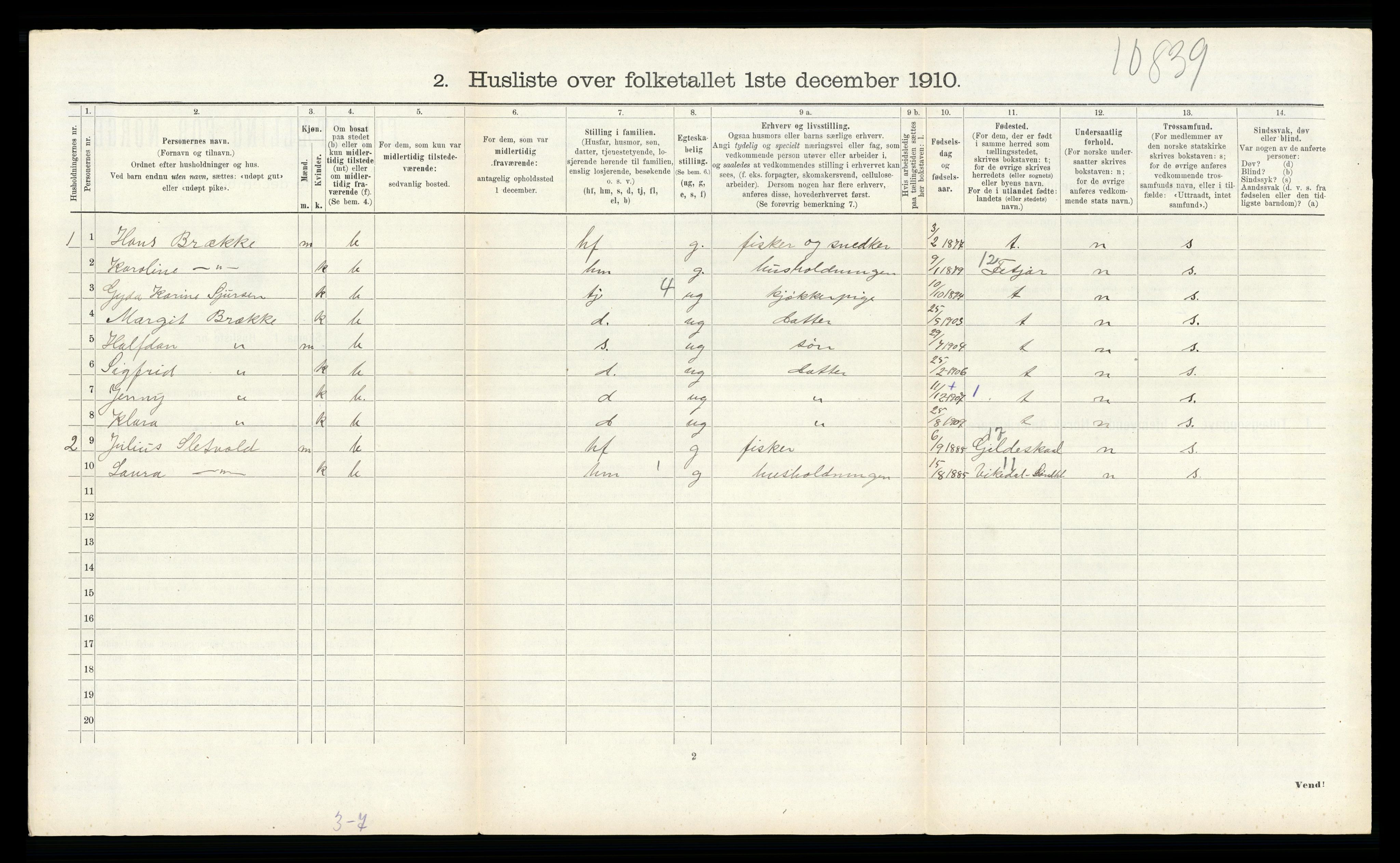 RA, 1910 census for Finnås, 1910, p. 1699