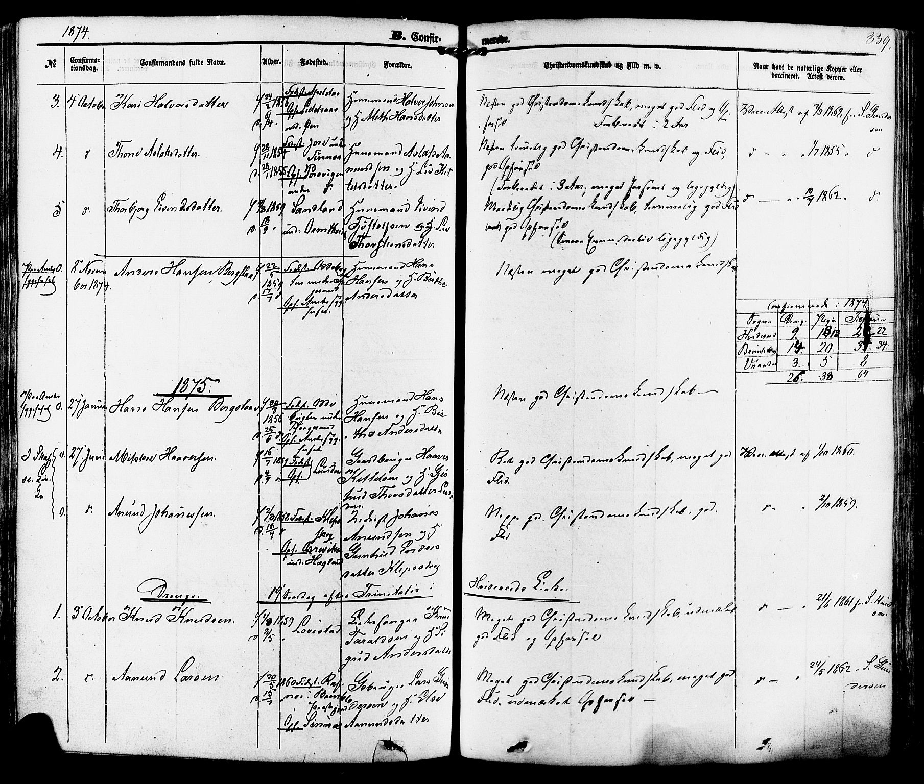 Kviteseid kirkebøker, SAKO/A-276/F/Fa/L0007: Parish register (official) no. I 7, 1859-1881, p. 339