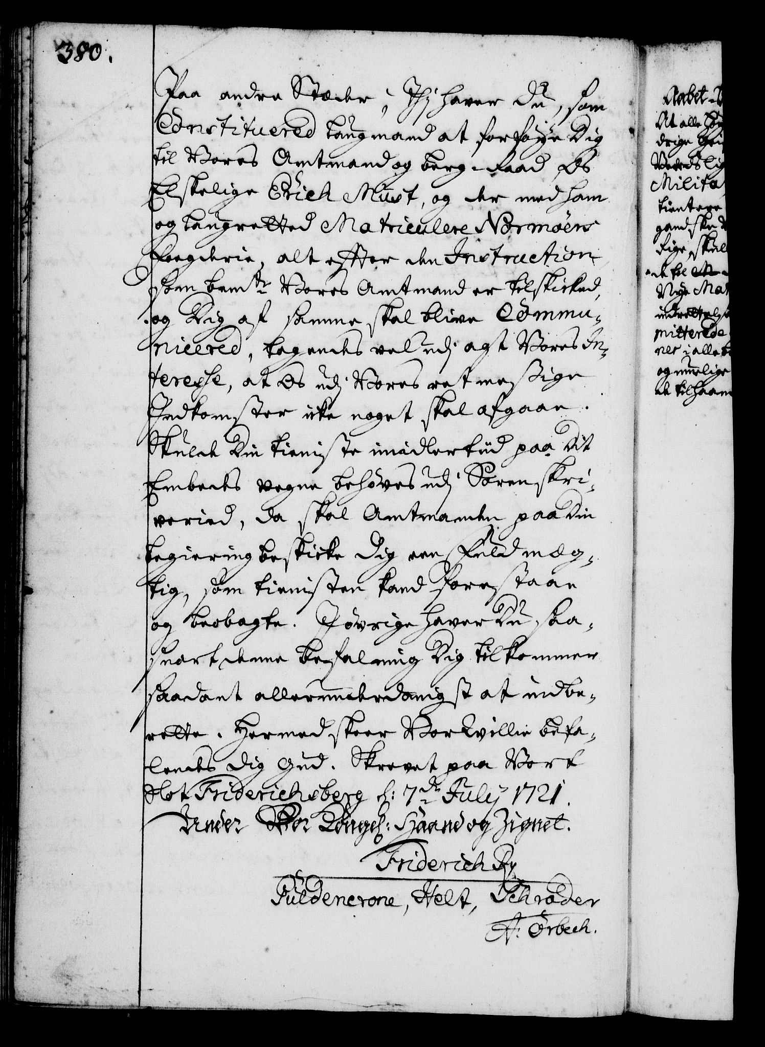 Rentekammeret, Kammerkanselliet, AV/RA-EA-3111/G/Gg/Gga/L0001: Norsk ekspedisjonsprotokoll med register (merket RK 53.1), 1720-1723, p. 380