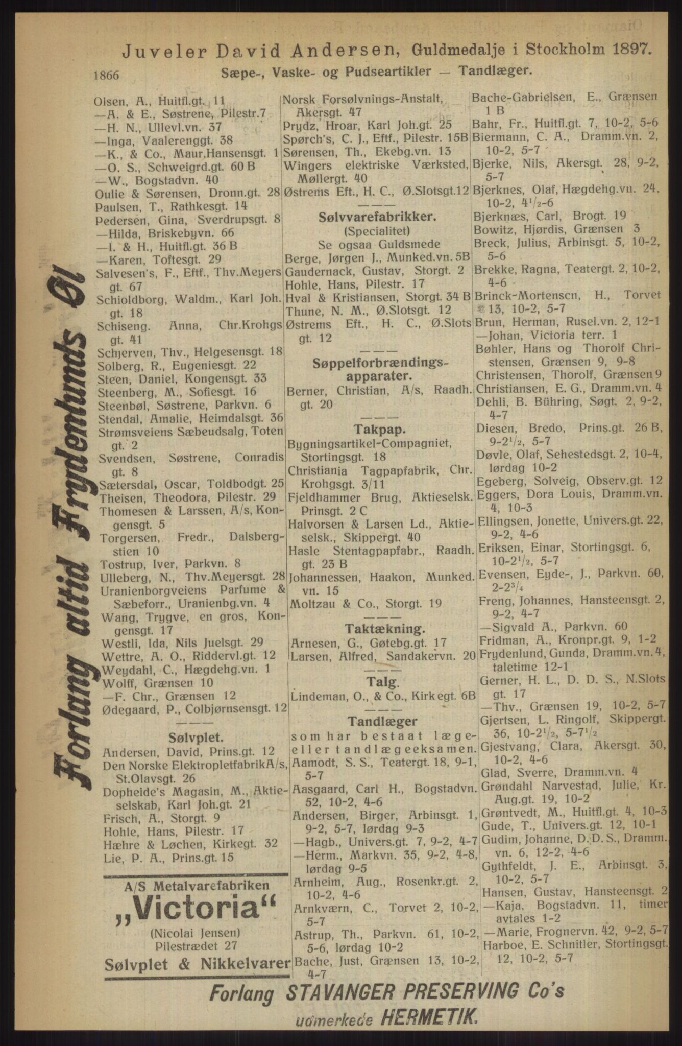 Kristiania/Oslo adressebok, PUBL/-, 1914, p. 1866