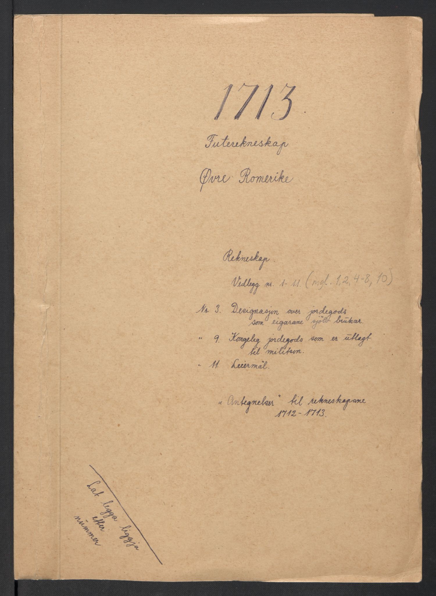 Rentekammeret inntil 1814, Reviderte regnskaper, Fogderegnskap, RA/EA-4092/R12/L0723: Fogderegnskap Øvre Romerike, 1713-1714, p. 2