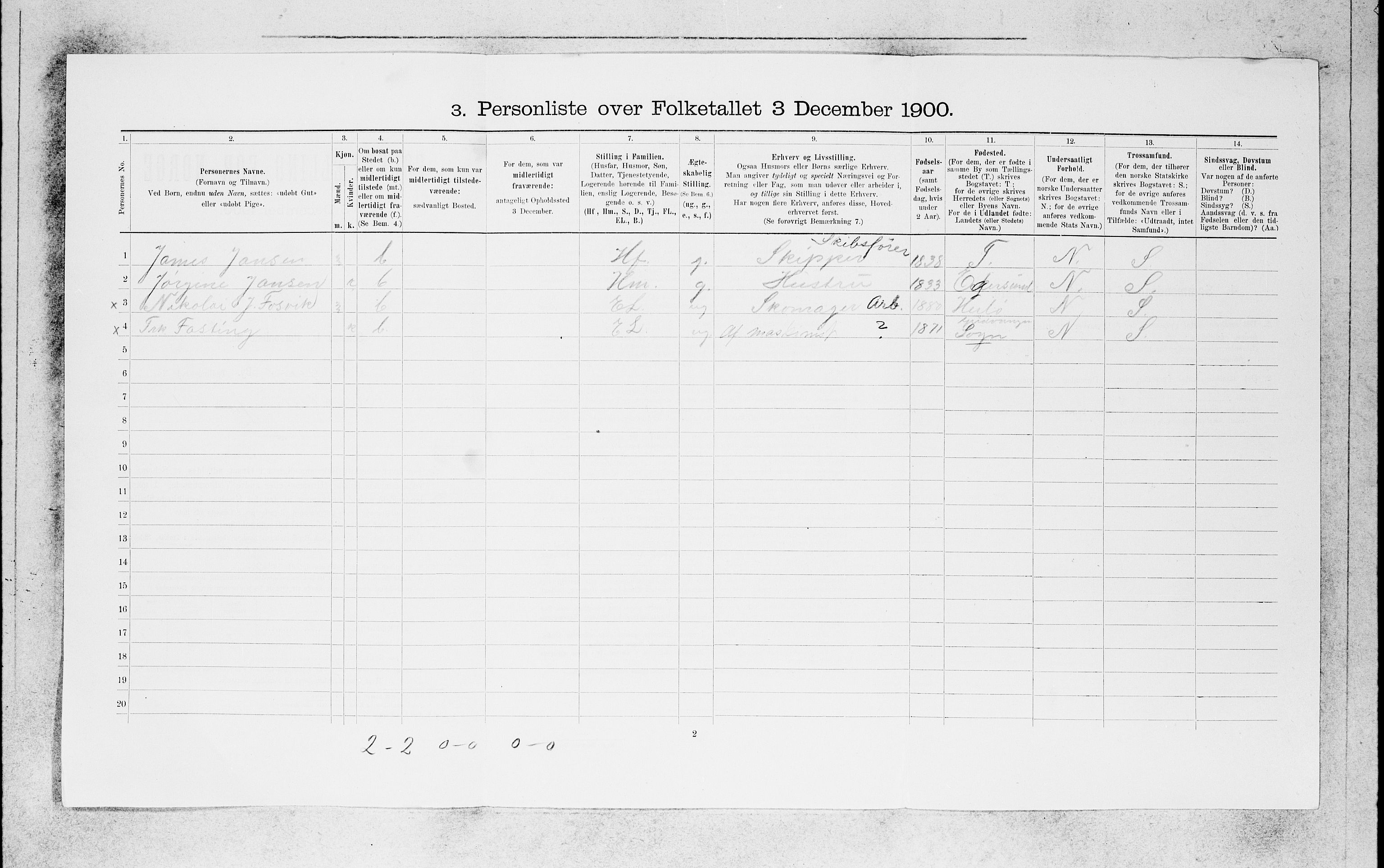 SAB, 1900 census for Bergen, 1900, p. 2164