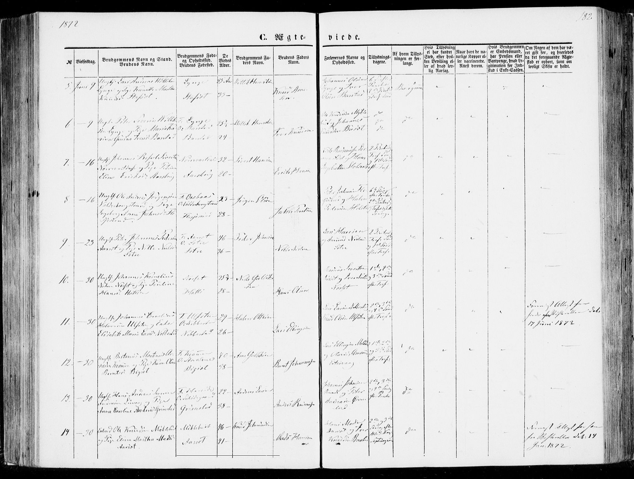 Ministerialprotokoller, klokkerbøker og fødselsregistre - Møre og Romsdal, SAT/A-1454/510/L0121: Parish register (official) no. 510A01, 1848-1877, p. 182