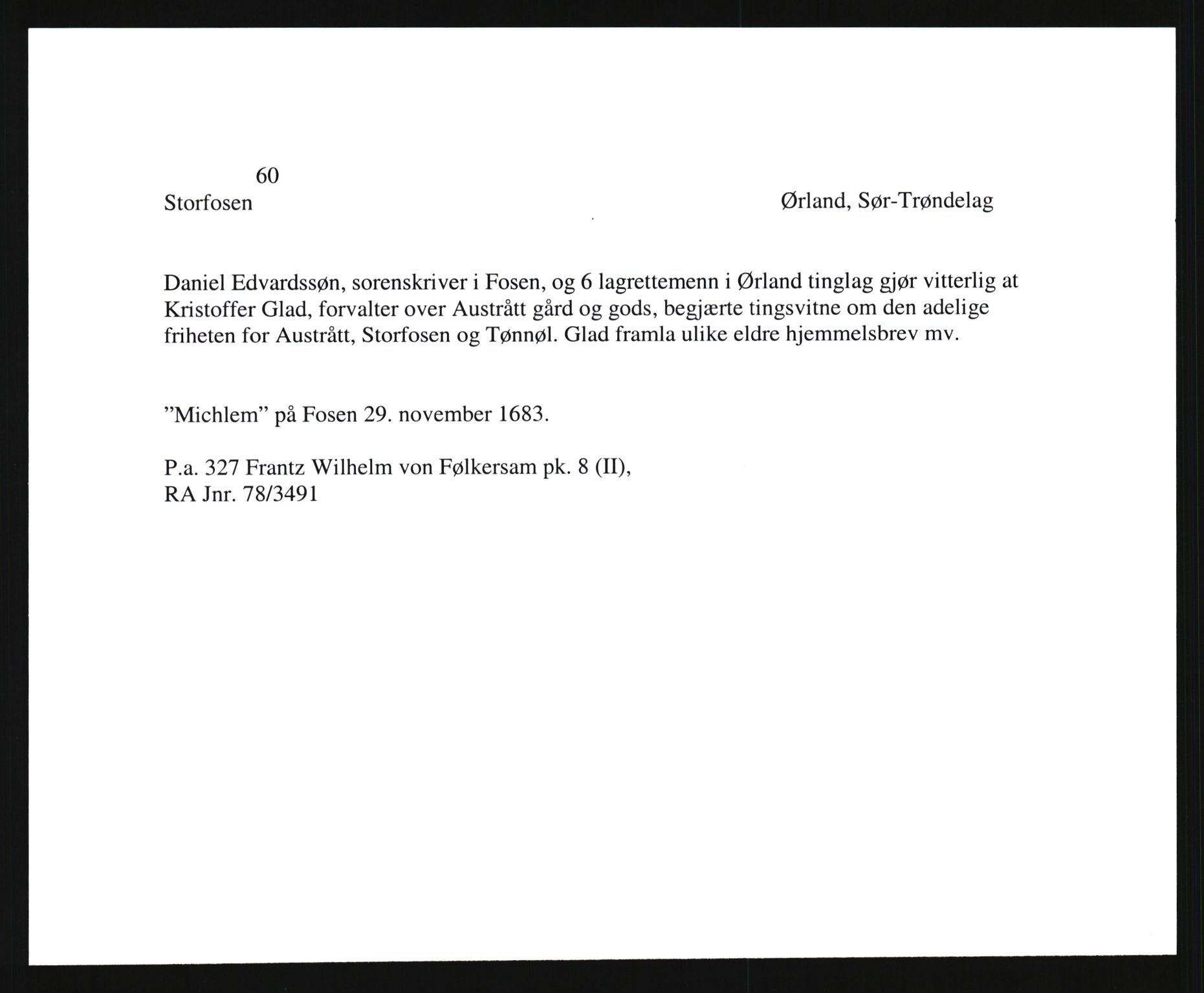 Riksarkivets diplomsamling, AV/RA-EA-5965/F35/F35e/L0032: Registreringssedler Sør-Trøndelag, 1400-1700, p. 141