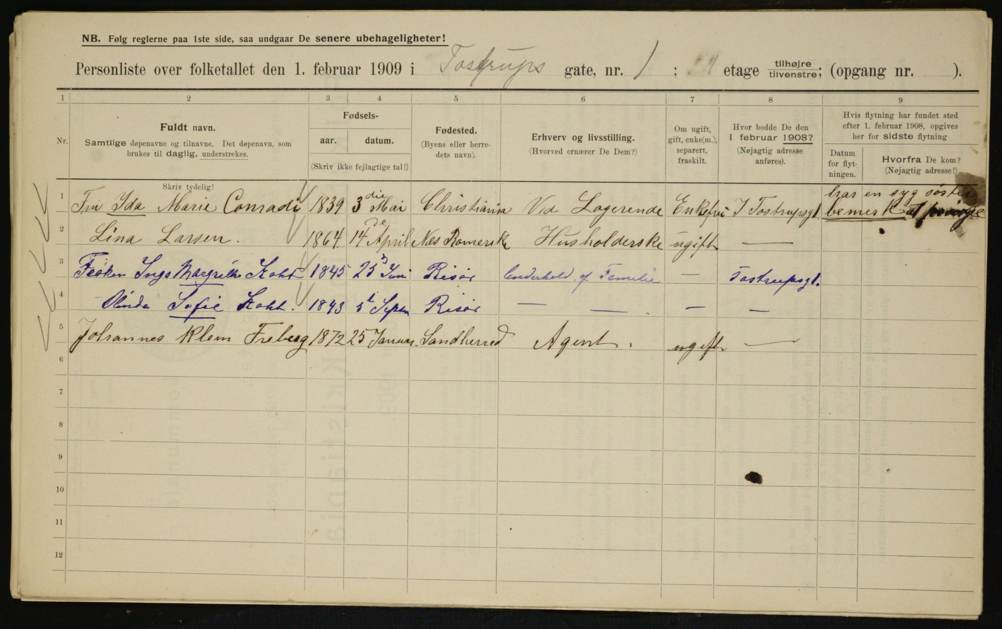 OBA, Municipal Census 1909 for Kristiania, 1909, p. 104482