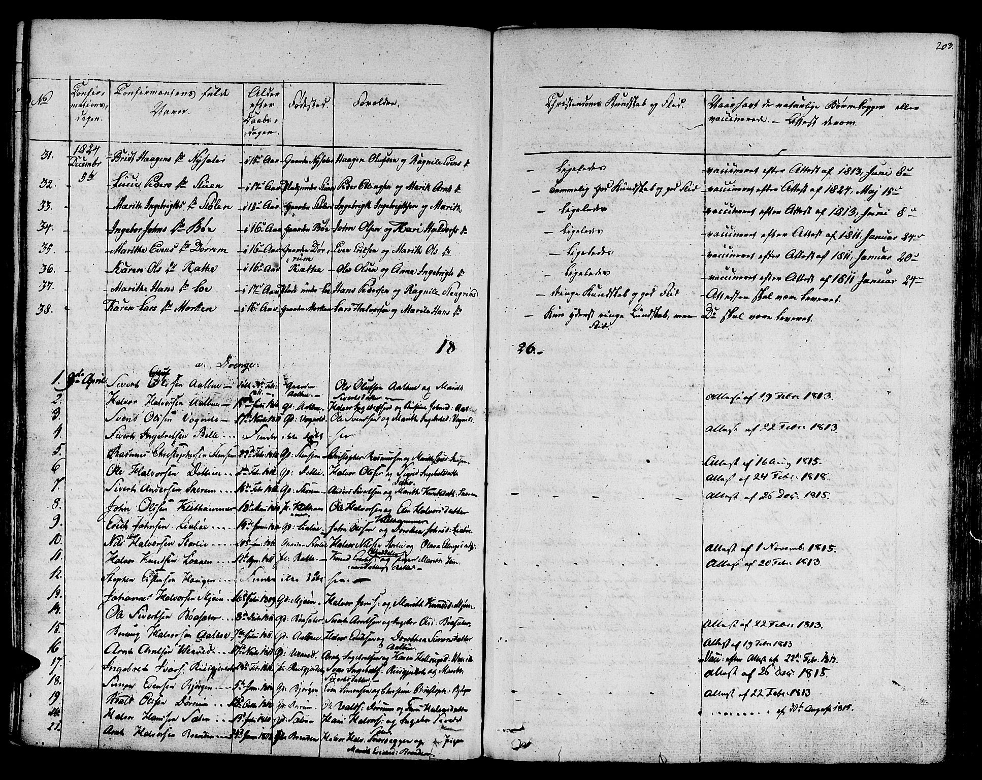 Ministerialprotokoller, klokkerbøker og fødselsregistre - Sør-Trøndelag, SAT/A-1456/678/L0897: Parish register (official) no. 678A06-07, 1821-1847, p. 203