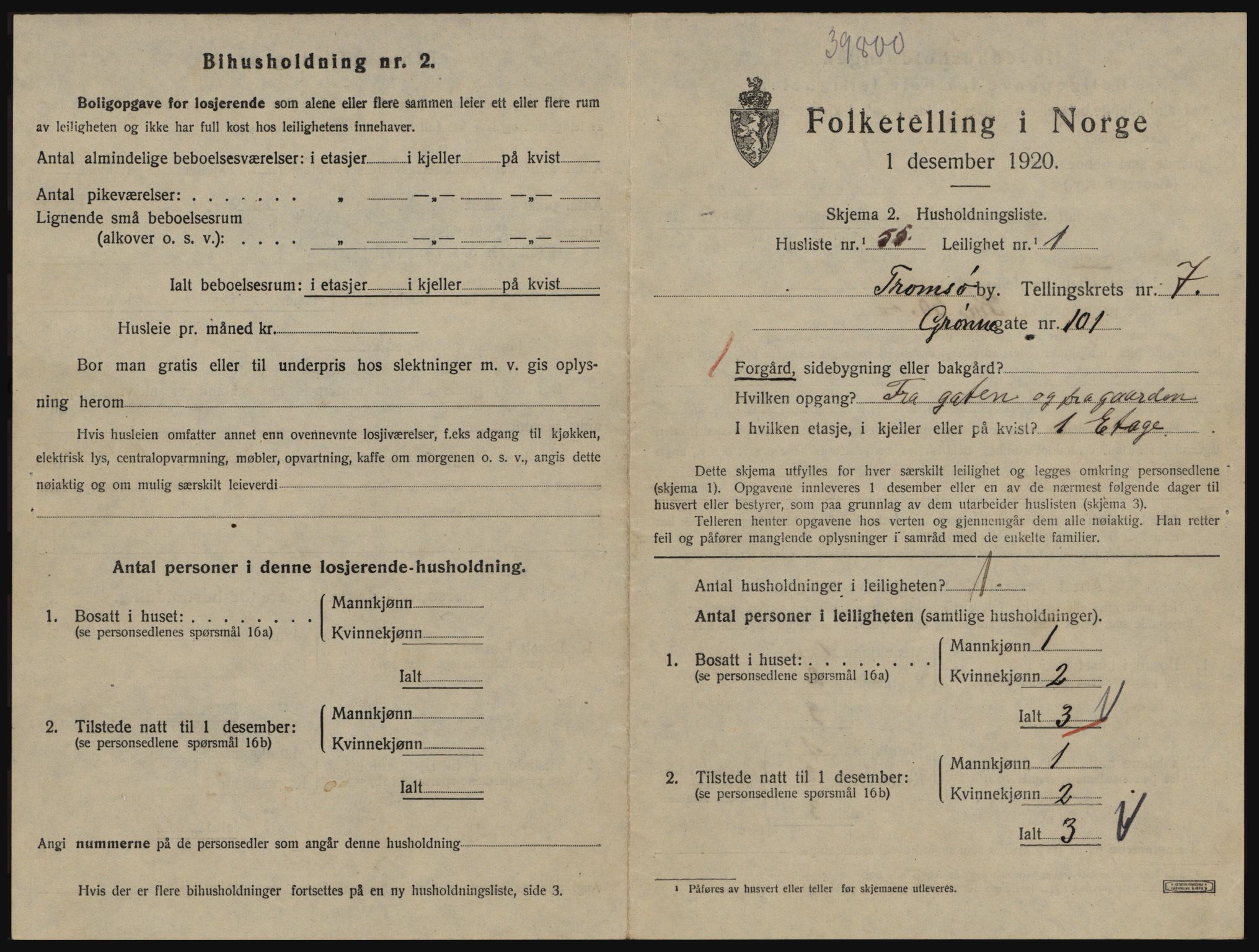 SATØ, 1920 census for Tromsø, 1920, p. 4343