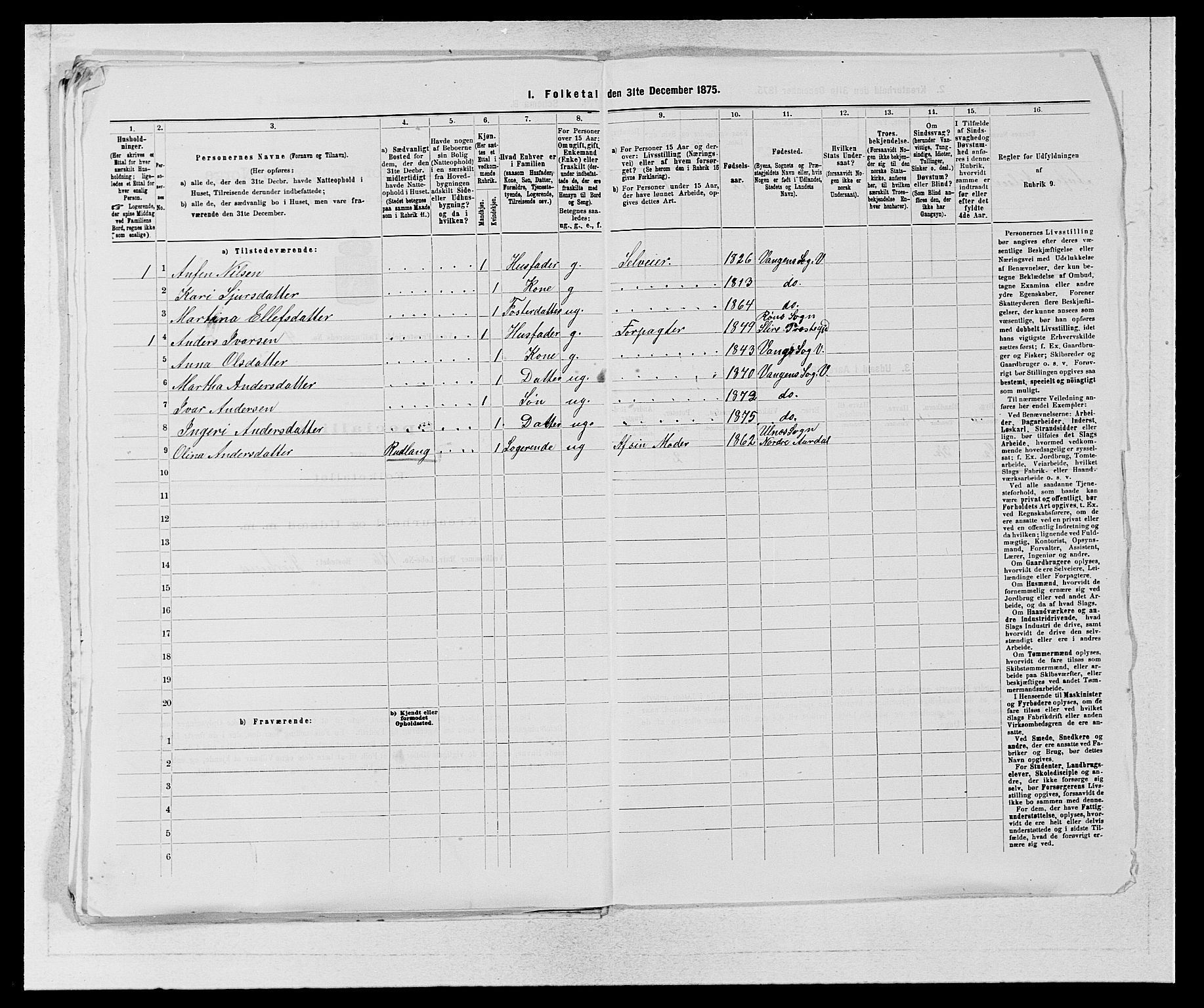 SAB, 1875 census for 1235P Voss, 1875, p. 578