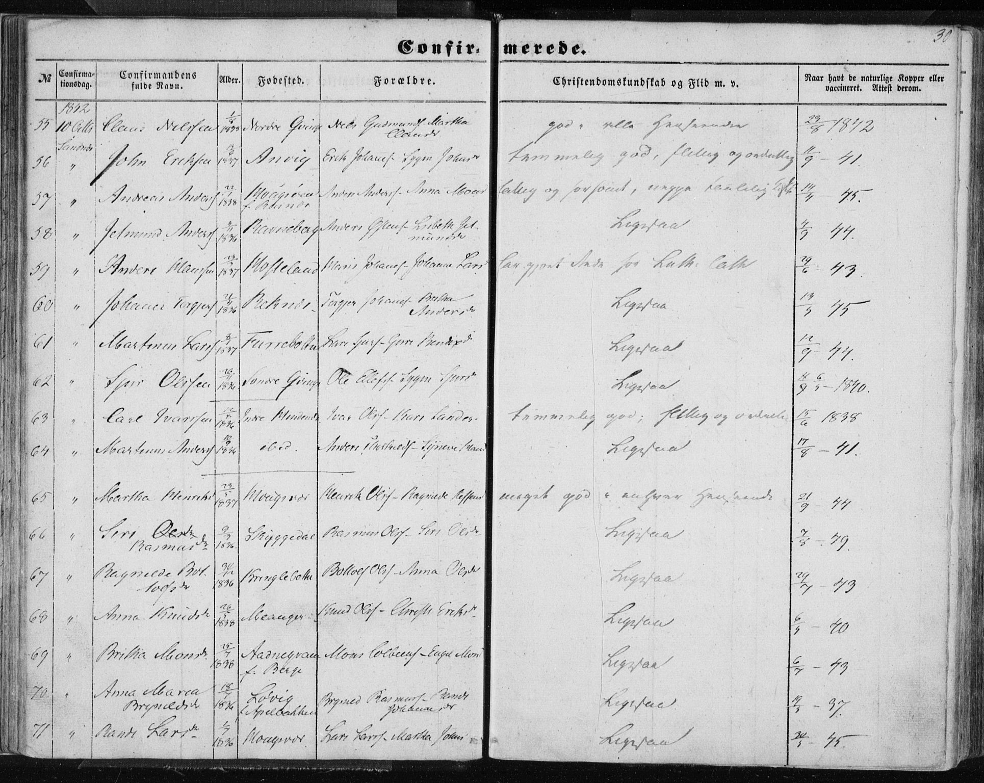 Lindås Sokneprestembete, AV/SAB-A-76701/H/Haa/Haaa/L0013: Parish register (official) no. A 13, 1848-1862, p. 30