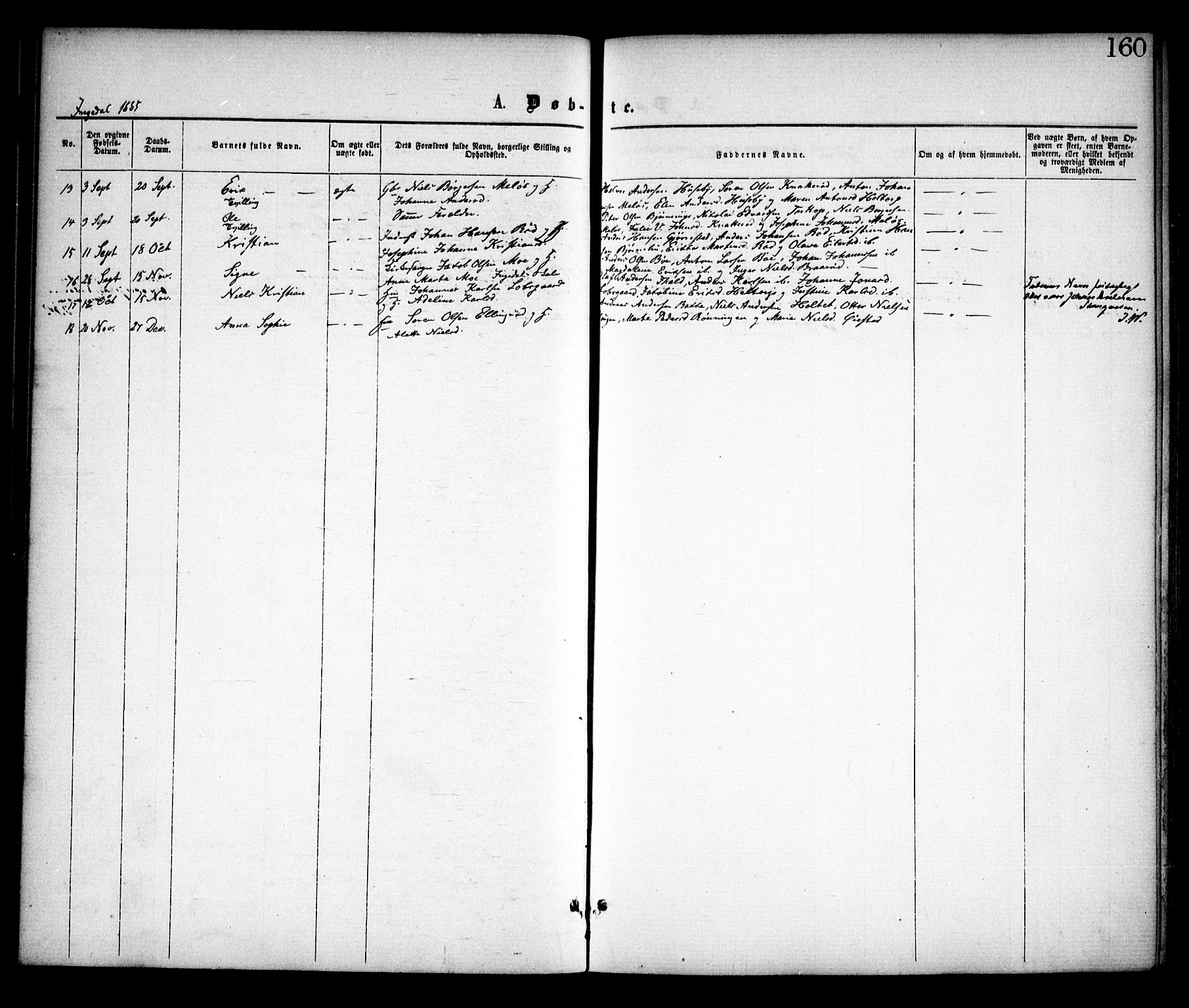 Skjeberg prestekontor Kirkebøker, AV/SAO-A-10923/F/Fa/L0008: Parish register (official) no. I 8, 1869-1885, p. 160