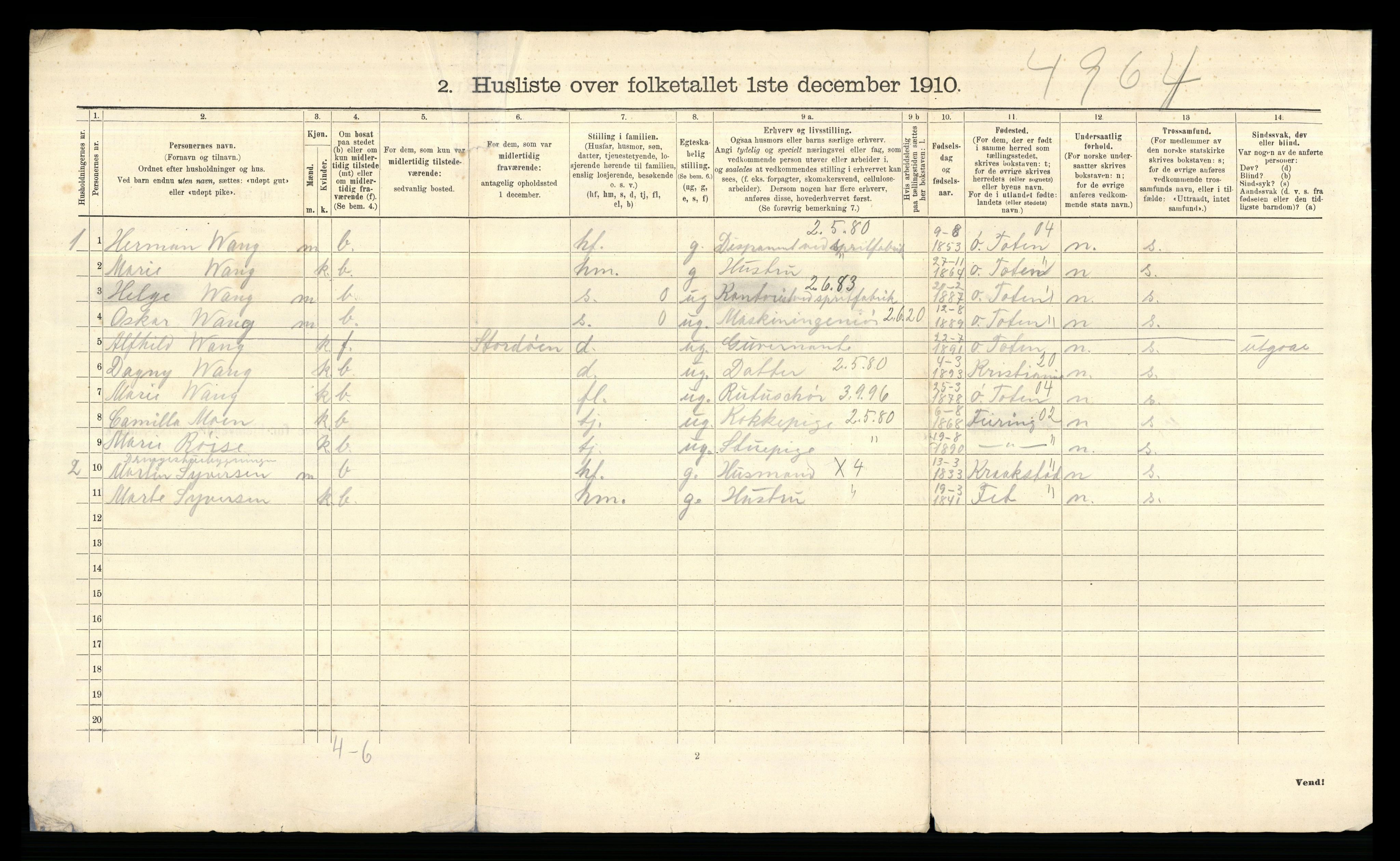 RA, 1910 census for Aker, 1910, p. 810