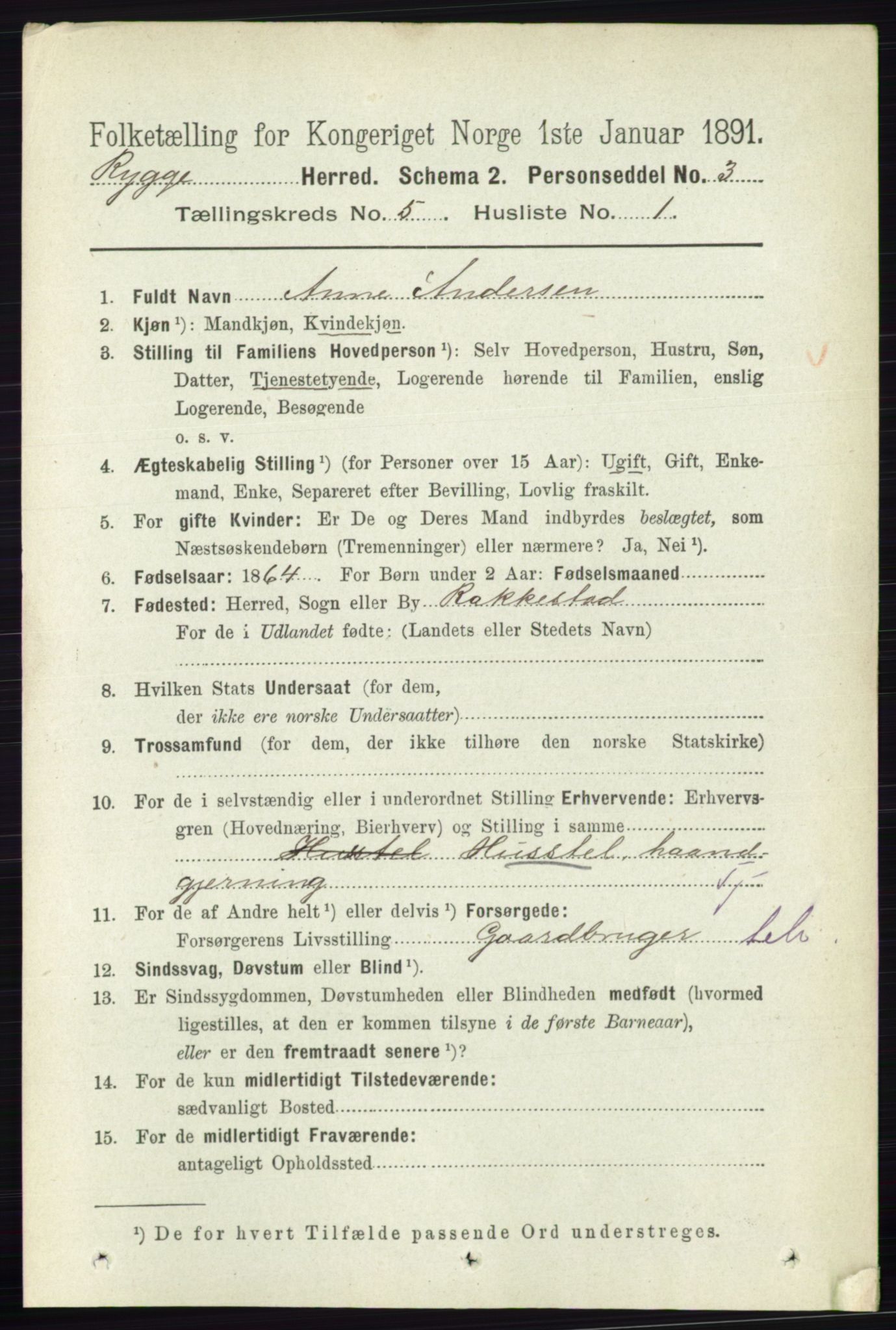 RA, 1891 census for 0136 Rygge, 1891, p. 2834