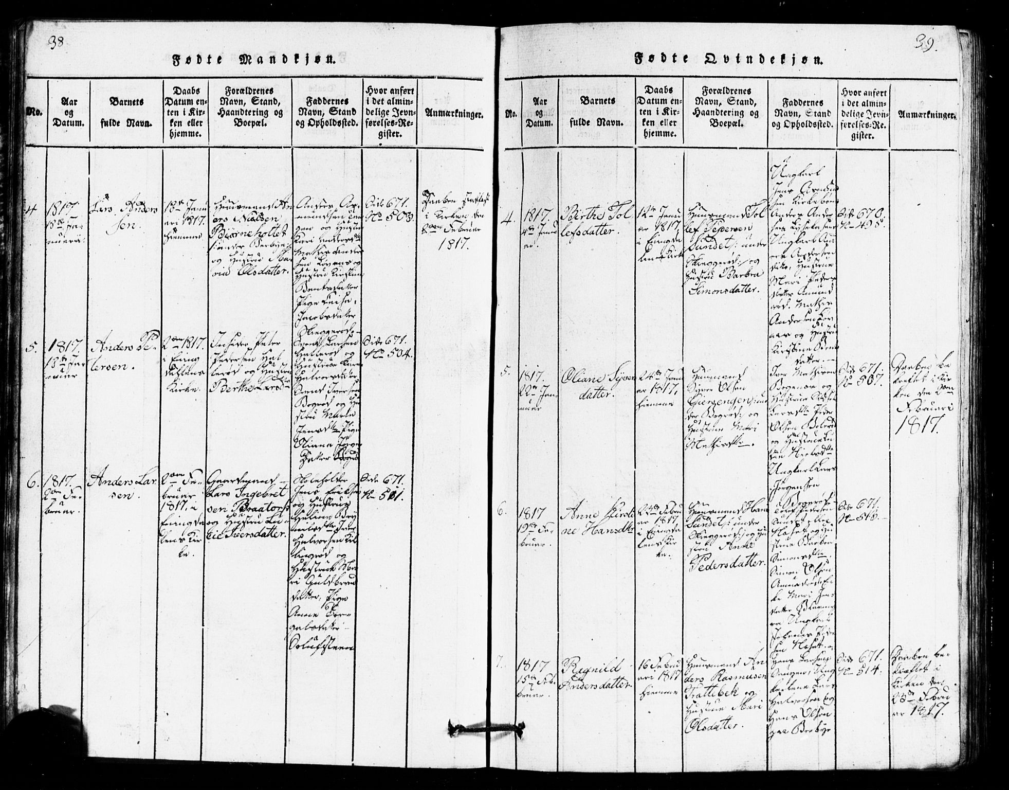 Idd prestekontor Kirkebøker, AV/SAO-A-10911/G/Ga/L0001: Parish register (copy) no. I 1, 1815-1826, p. 38-39