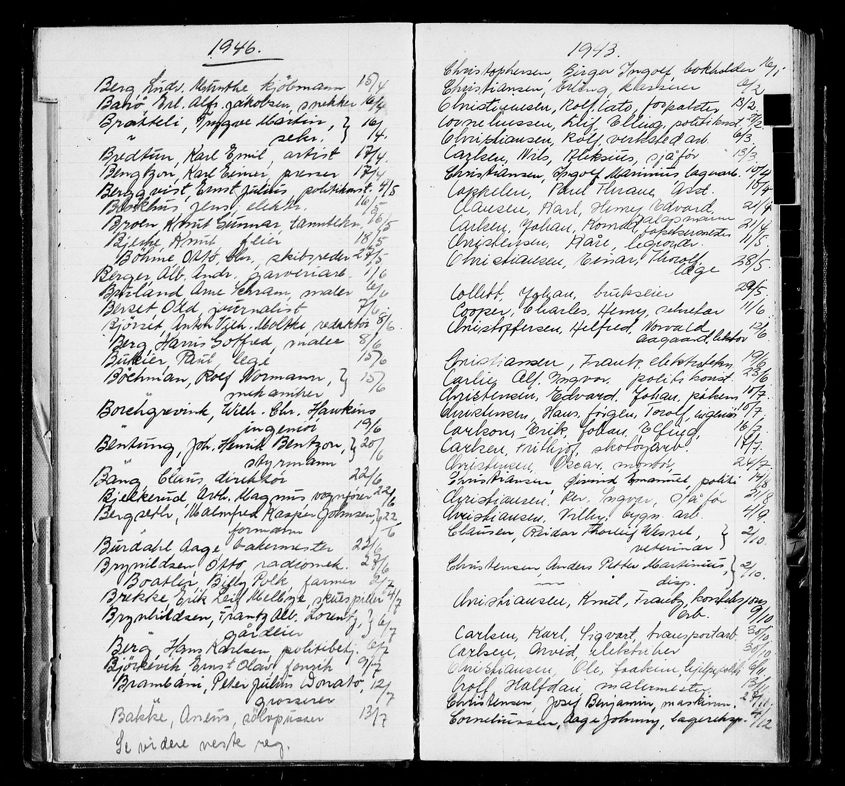 Oslo byfogd avd. I, AV/SAO-A-10220/L/La/L0006: Vigselsregister, 1943-1946, p. 23