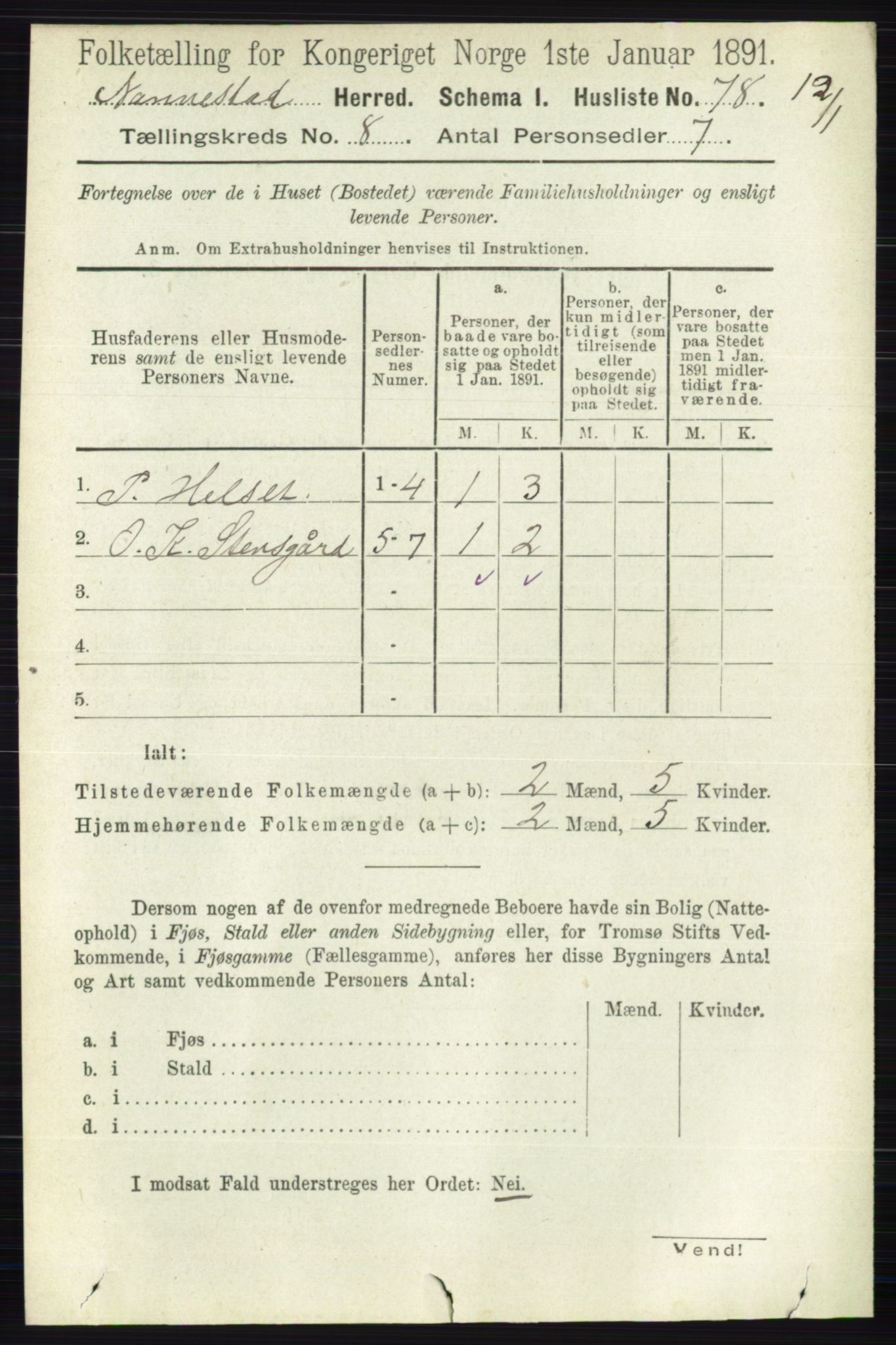 RA, 1891 census for 0238 Nannestad, 1891, p. 4410