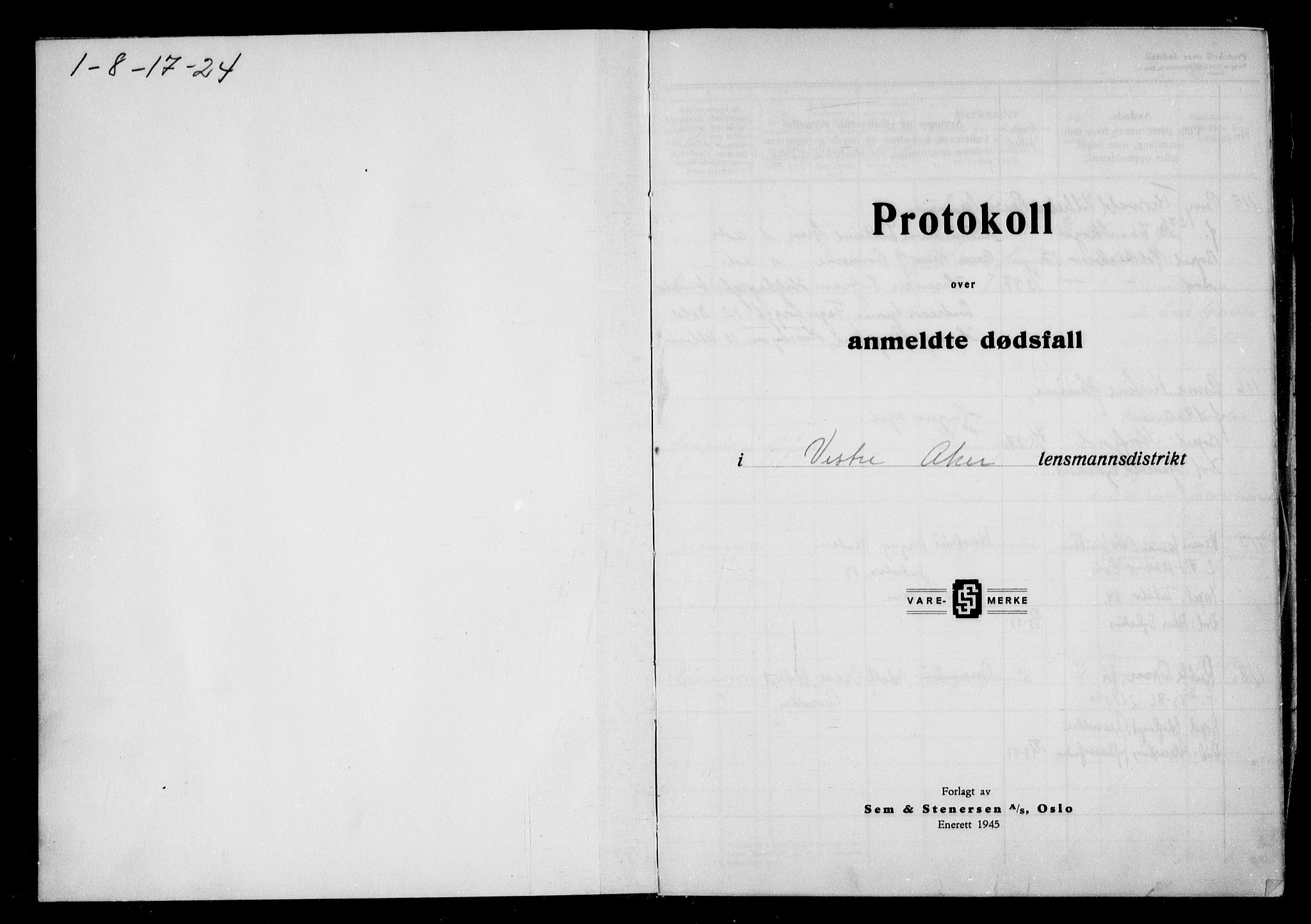 Aker kriminaldommer, skifte- og auksjonsforvalterembete, AV/SAO-A-10452/H/Hb/Hba/Hbab/L0012: Dødsfallsprotokoll for Vestre Aker, 1947