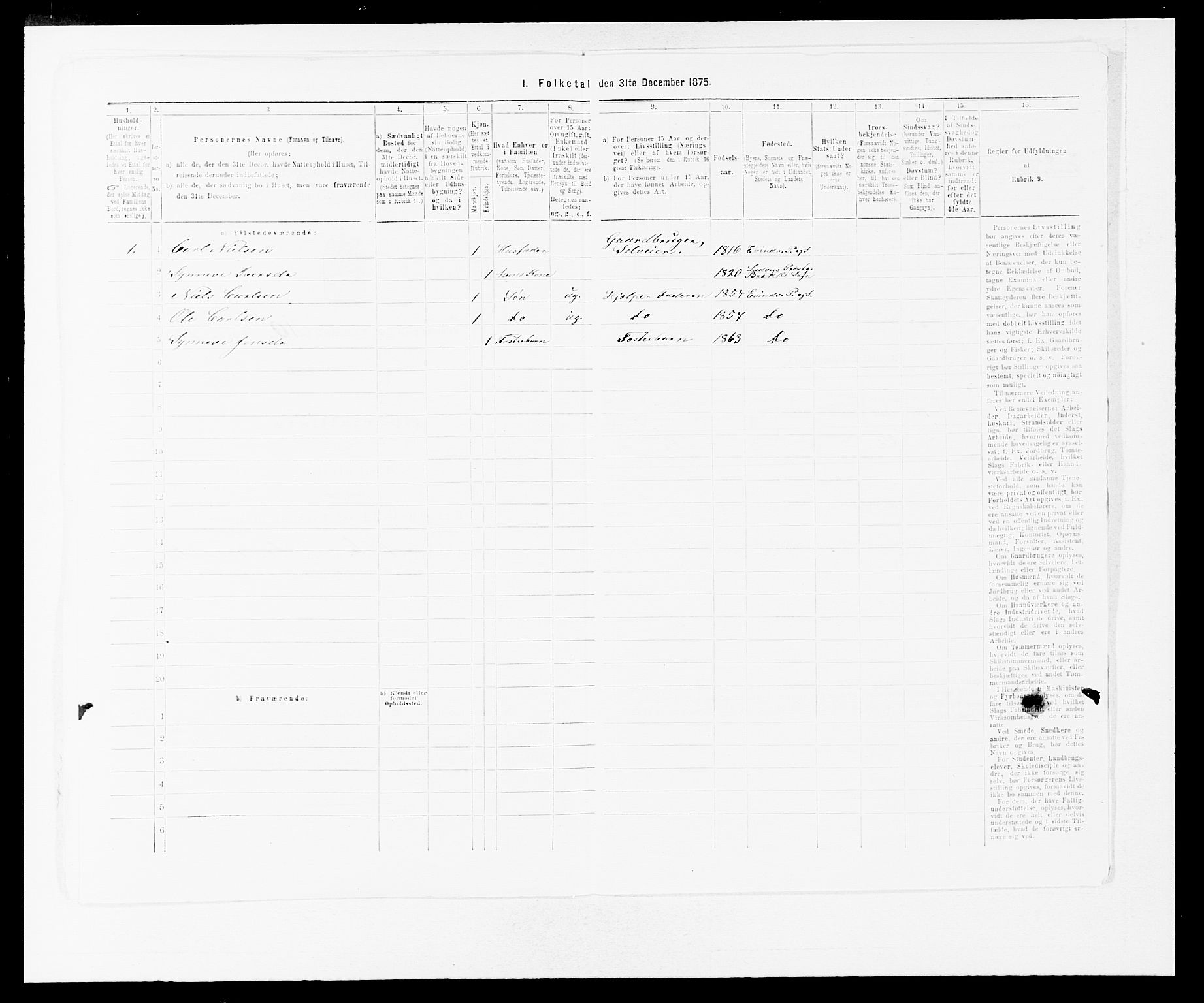 SAB, 1875 census for 1411P Eivindvik, 1875, p. 940