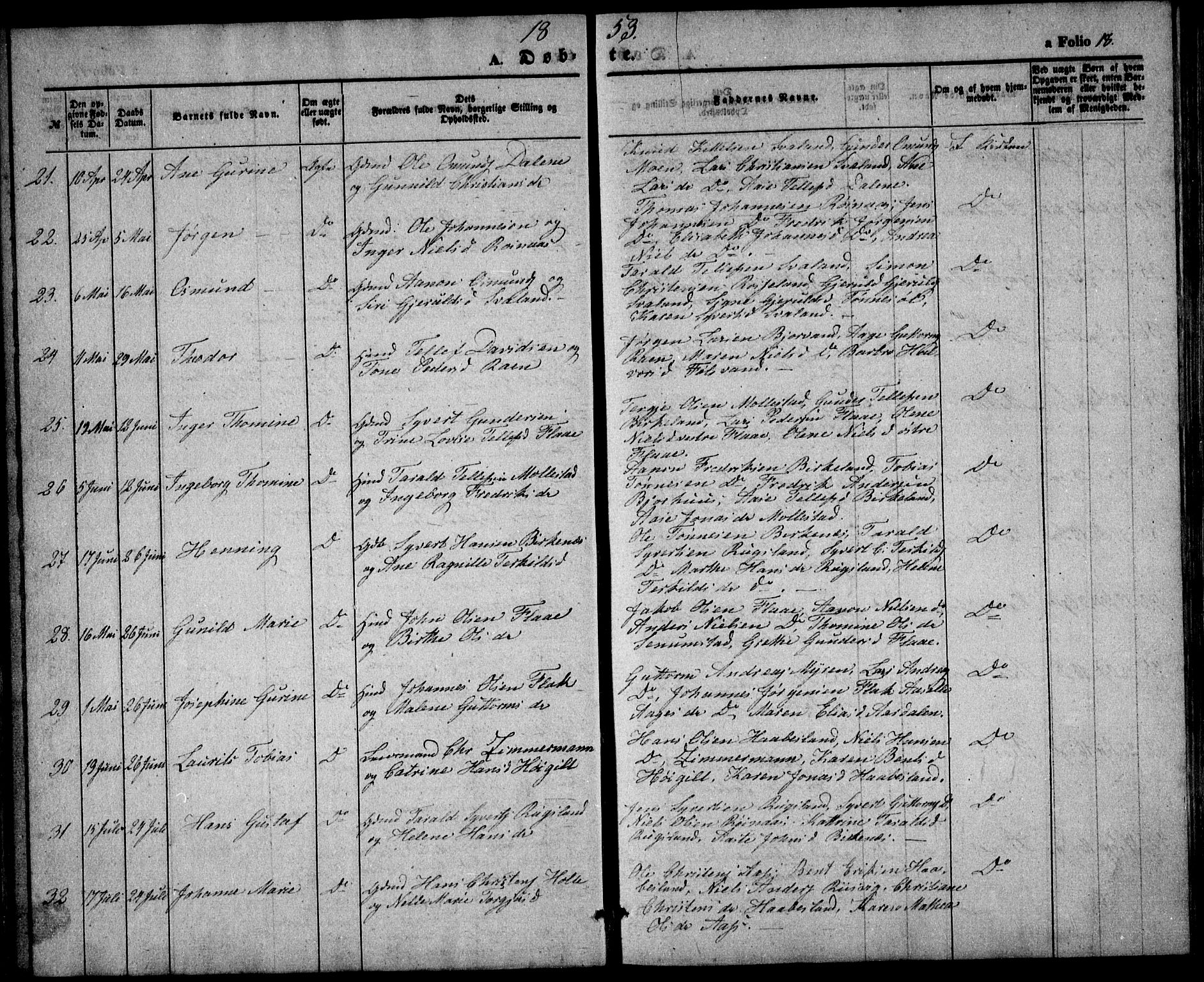 Birkenes sokneprestkontor, SAK/1111-0004/F/Fb/L0002: Parish register (copy) no. B 2, 1849-1876, p. 18