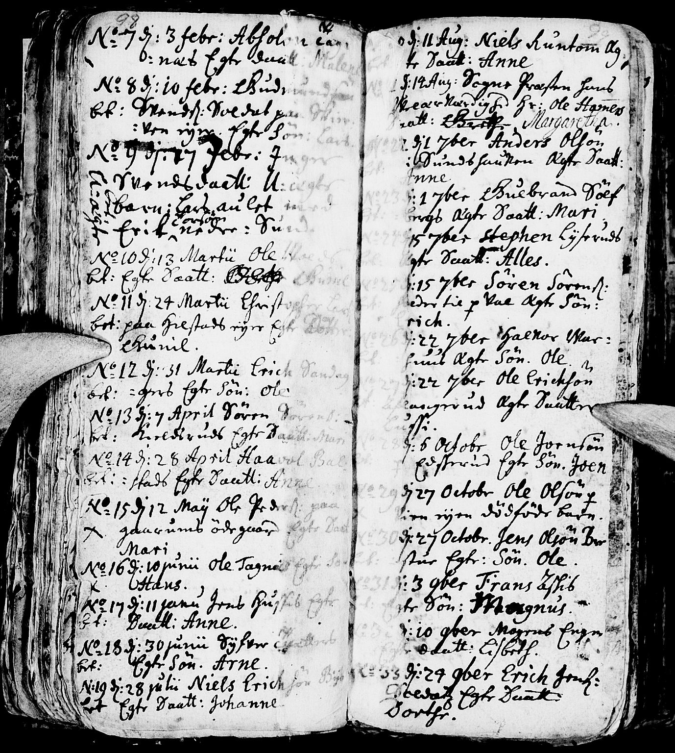 Nes prestekontor, Hedmark, AV/SAH-PREST-020/L/La/L0001: Parish register (copy) no. 1, 1663-1784, p. 98-99