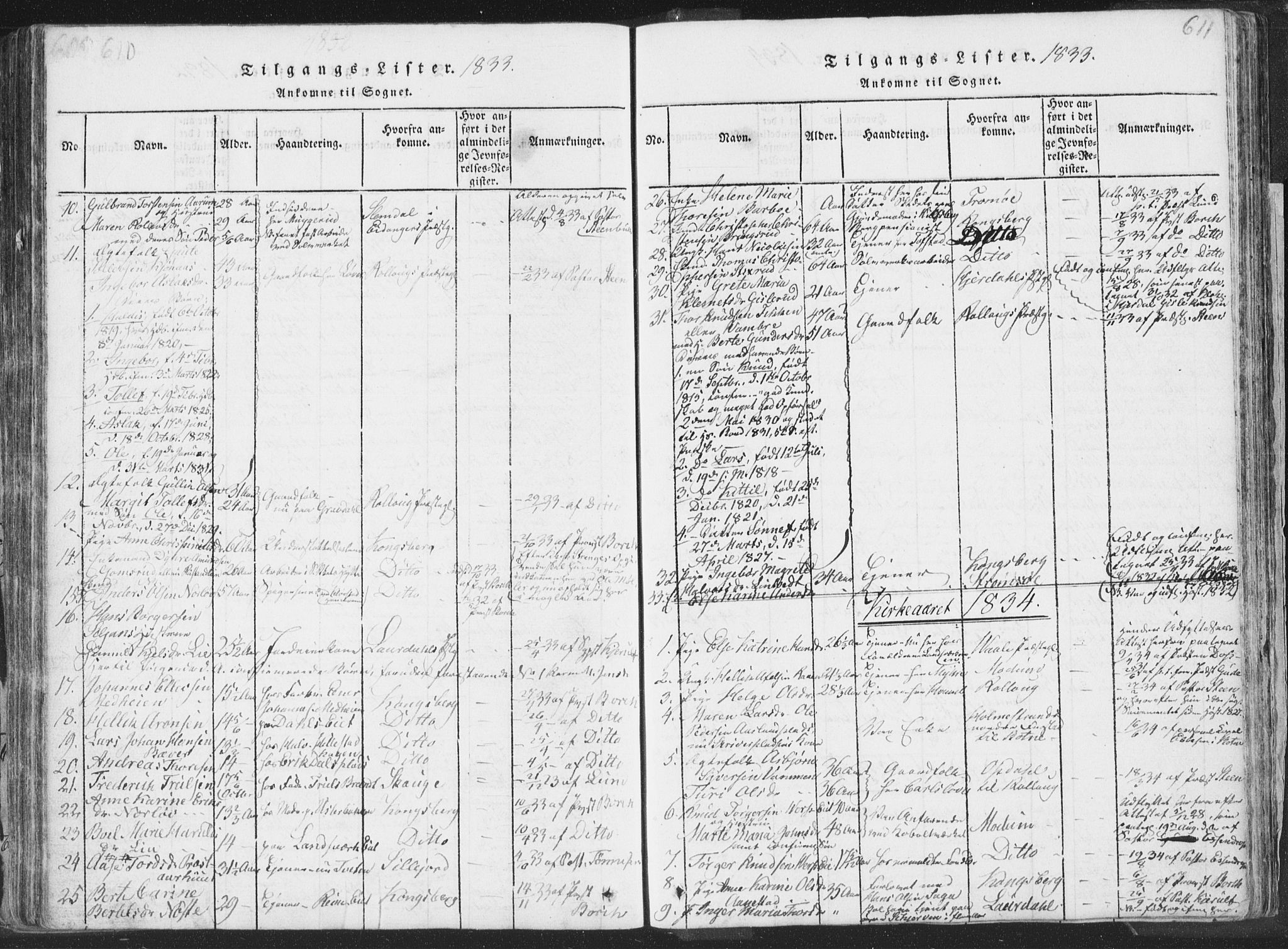 Sandsvær kirkebøker, SAKO/A-244/F/Fa/L0004: Parish register (official) no. I 4, 1817-1839, p. 610-611