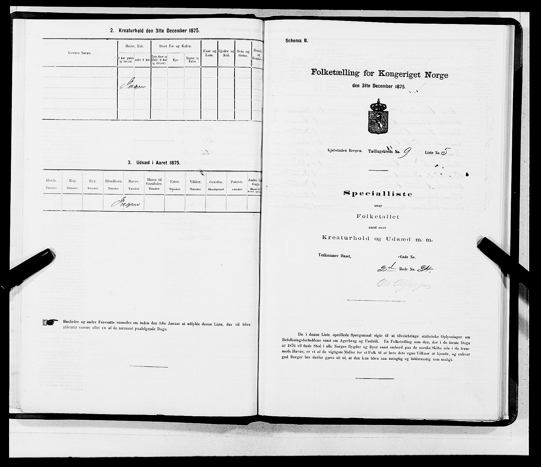 SAB, 1875 census for 1301 Bergen, 1875, p. 424