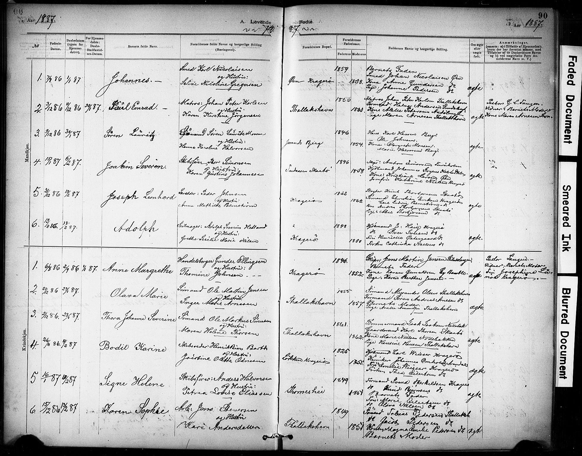 Kragerø kirkebøker, AV/SAKO-A-278/G/Ga/L0007: Parish register (copy) no. 7, 1881-1927, p. 90