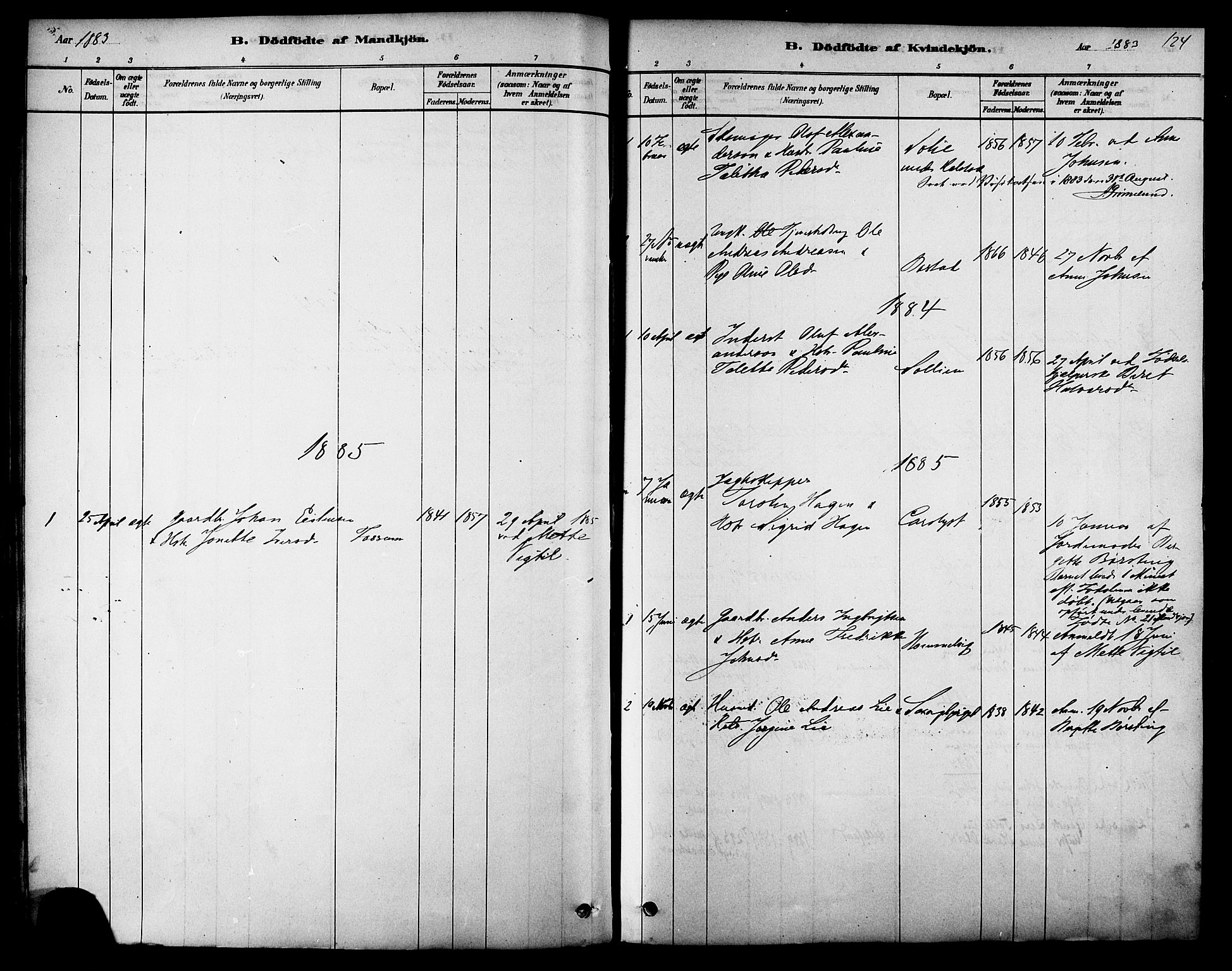Ministerialprotokoller, klokkerbøker og fødselsregistre - Sør-Trøndelag, SAT/A-1456/616/L0410: Parish register (official) no. 616A07, 1878-1893, p. 124