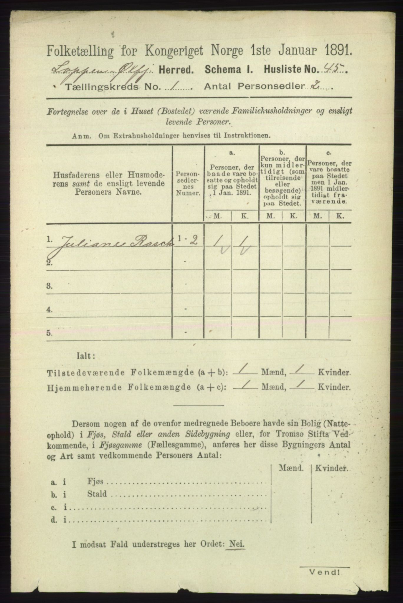 RA, 1891 census for 2014 Loppa, 1891, p. 63