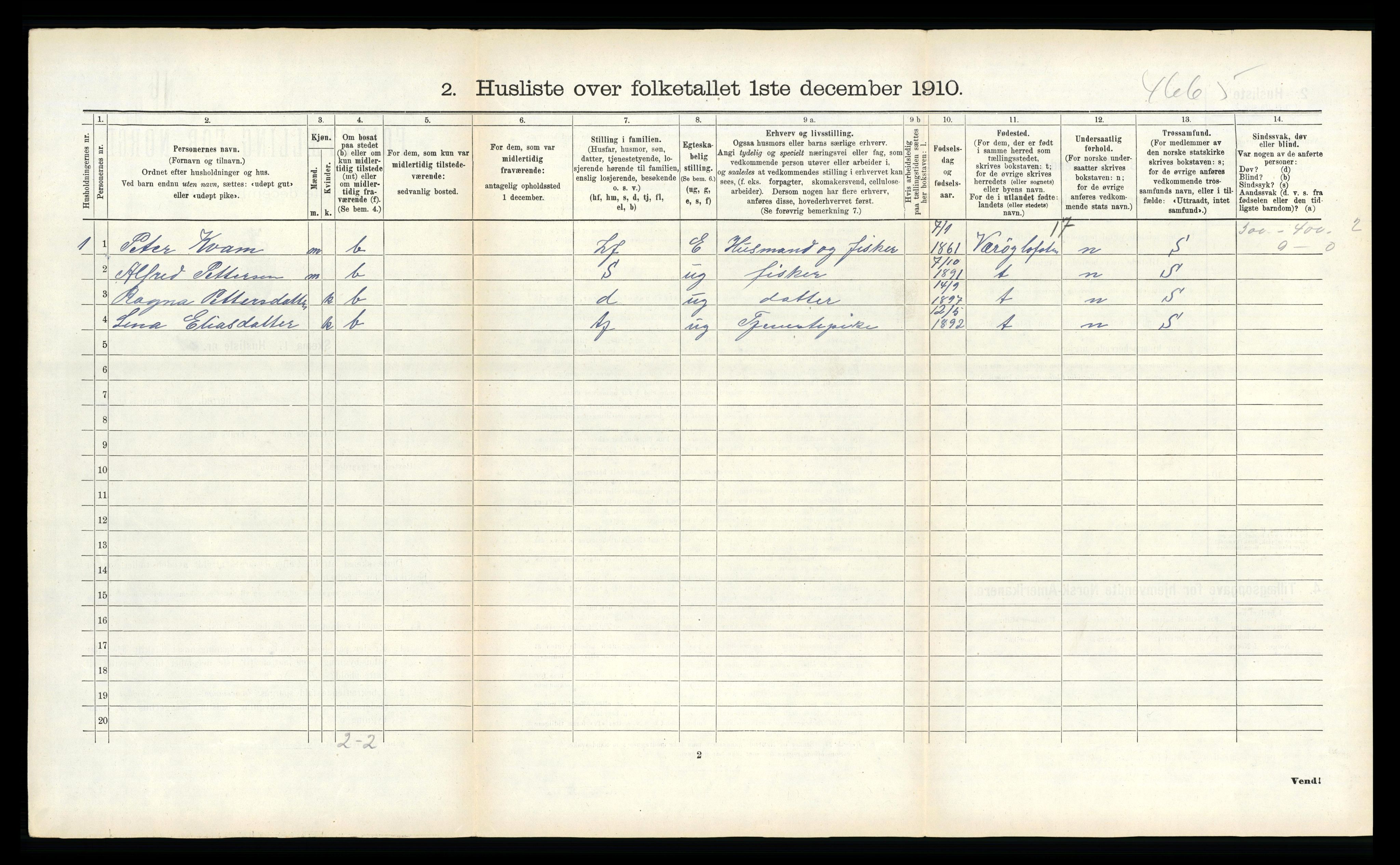 RA, 1910 census for Gildeskål, 1910, p. 1390