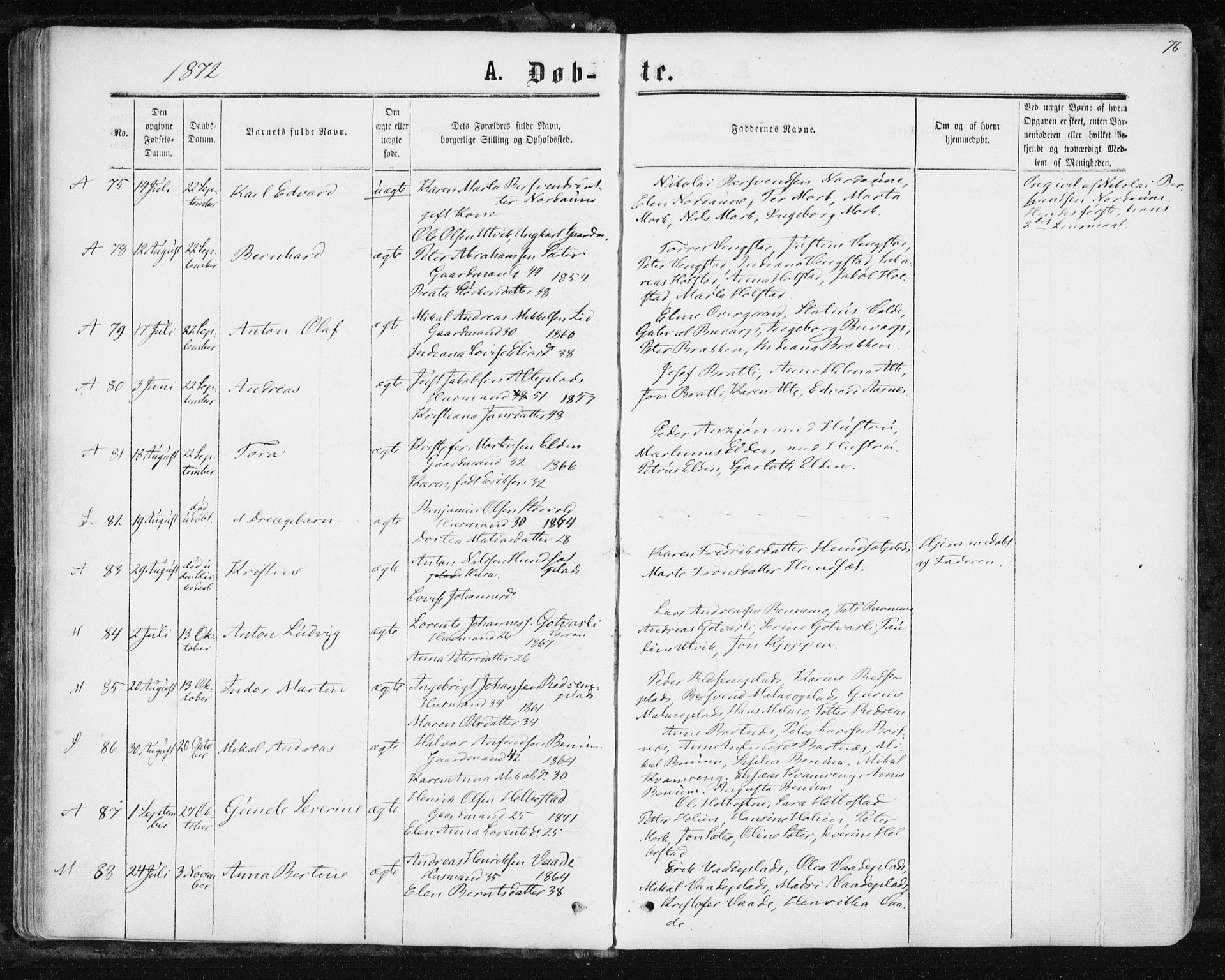 Ministerialprotokoller, klokkerbøker og fødselsregistre - Nord-Trøndelag, AV/SAT-A-1458/741/L0394: Parish register (official) no. 741A08, 1864-1877, p. 76