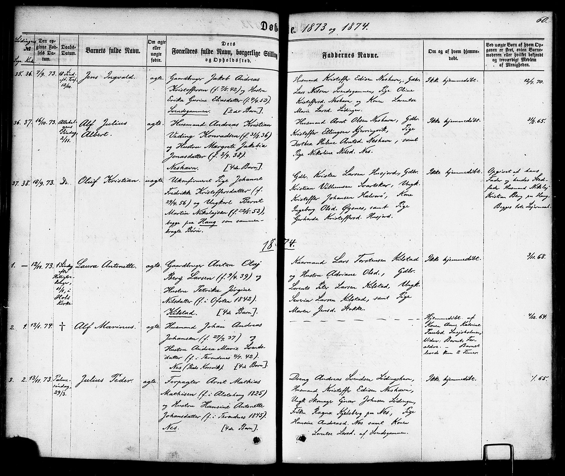 Ministerialprotokoller, klokkerbøker og fødselsregistre - Nordland, AV/SAT-A-1459/872/L1034: Parish register (official) no. 872A09, 1864-1884, p. 60