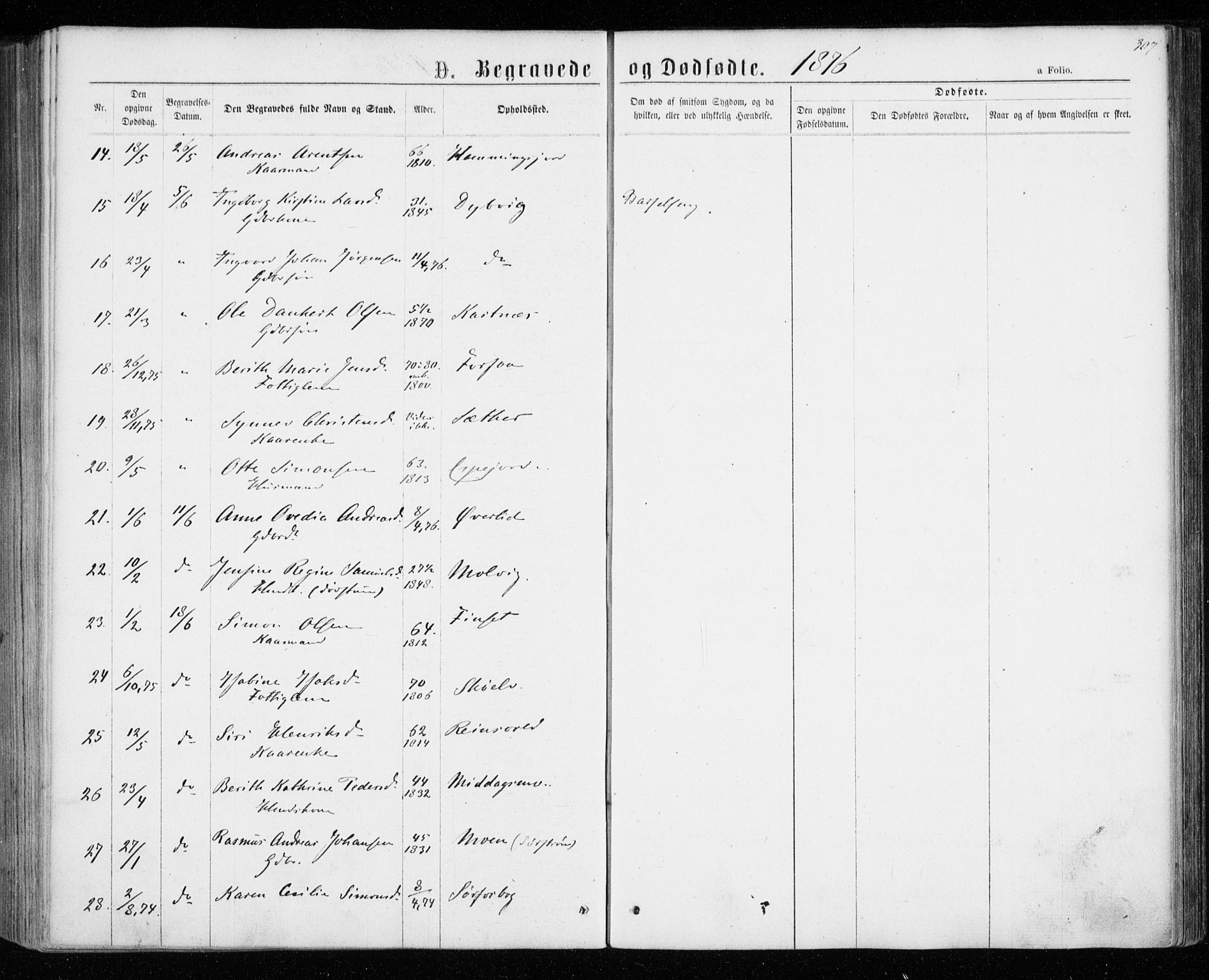 Tranøy sokneprestkontor, SATØ/S-1313/I/Ia/Iaa/L0008kirke: Parish register (official) no. 8, 1867-1877, p. 307