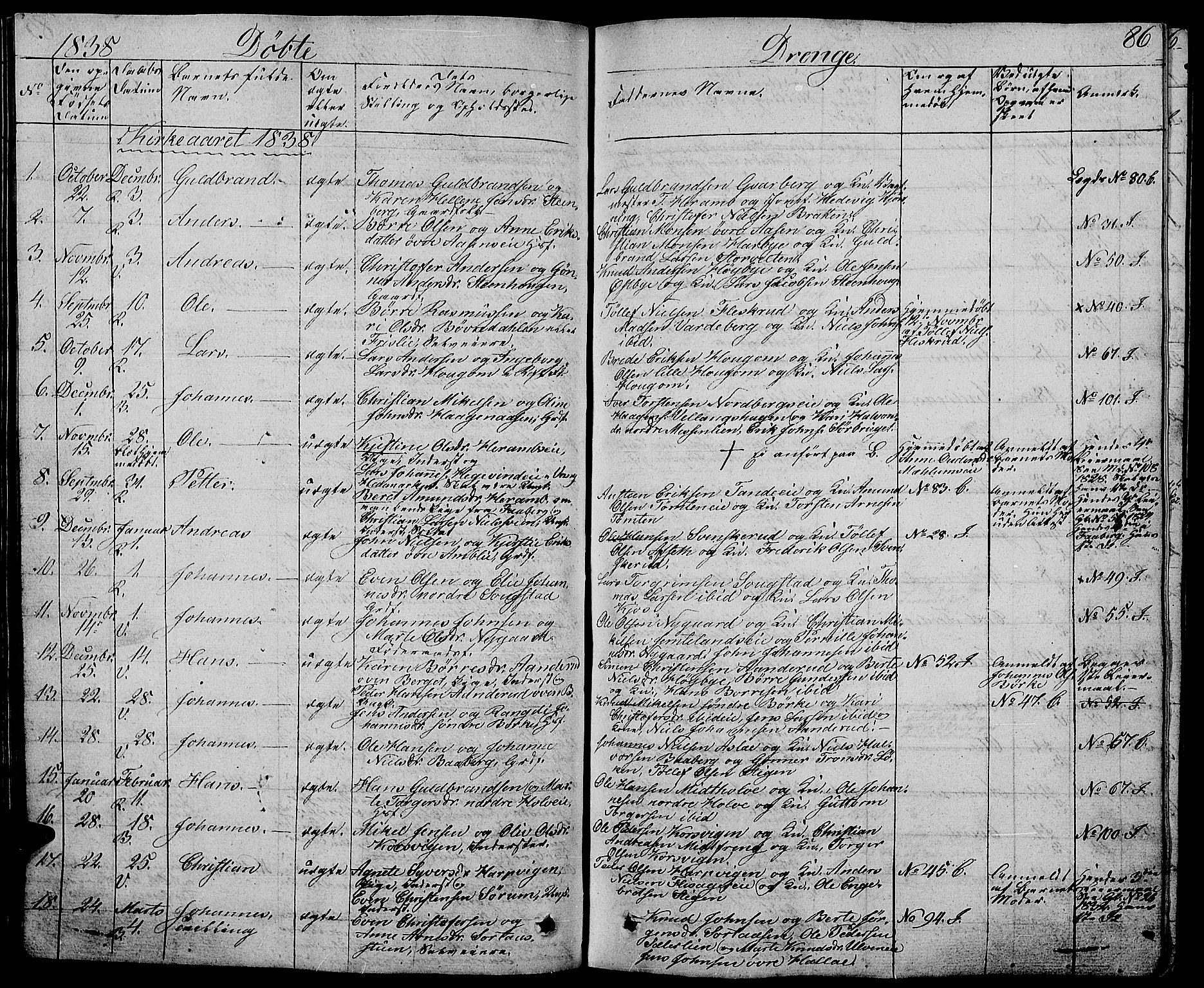 Ringsaker prestekontor, AV/SAH-PREST-014/L/La/L0004: Parish register (copy) no. 4, 1827-1838, p. 86