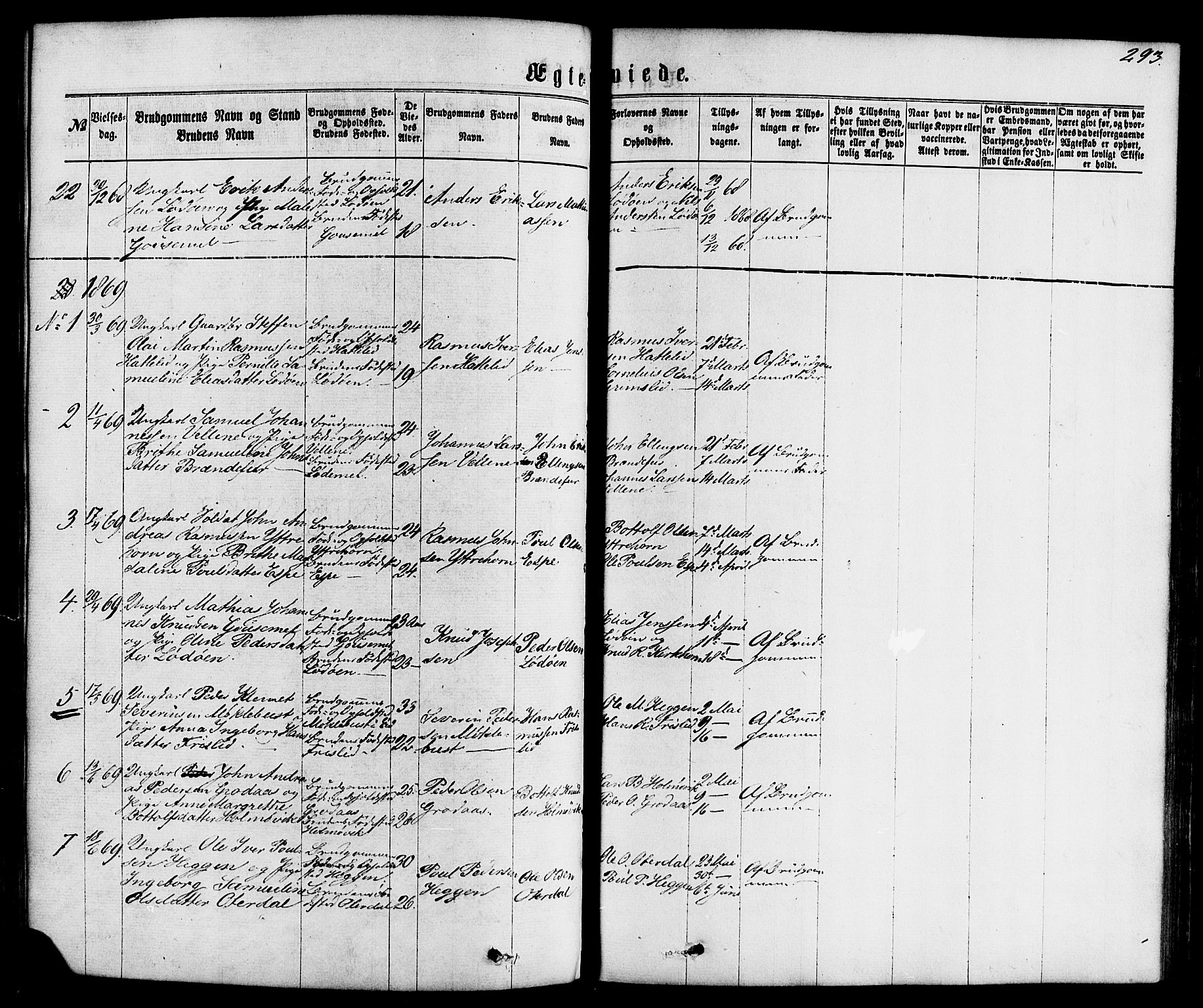 Hornindal sokneprestembete, SAB/A-82401/H/Haa/Haaa/L0002: Parish register (official) no. A 2, 1867-1884, p. 293