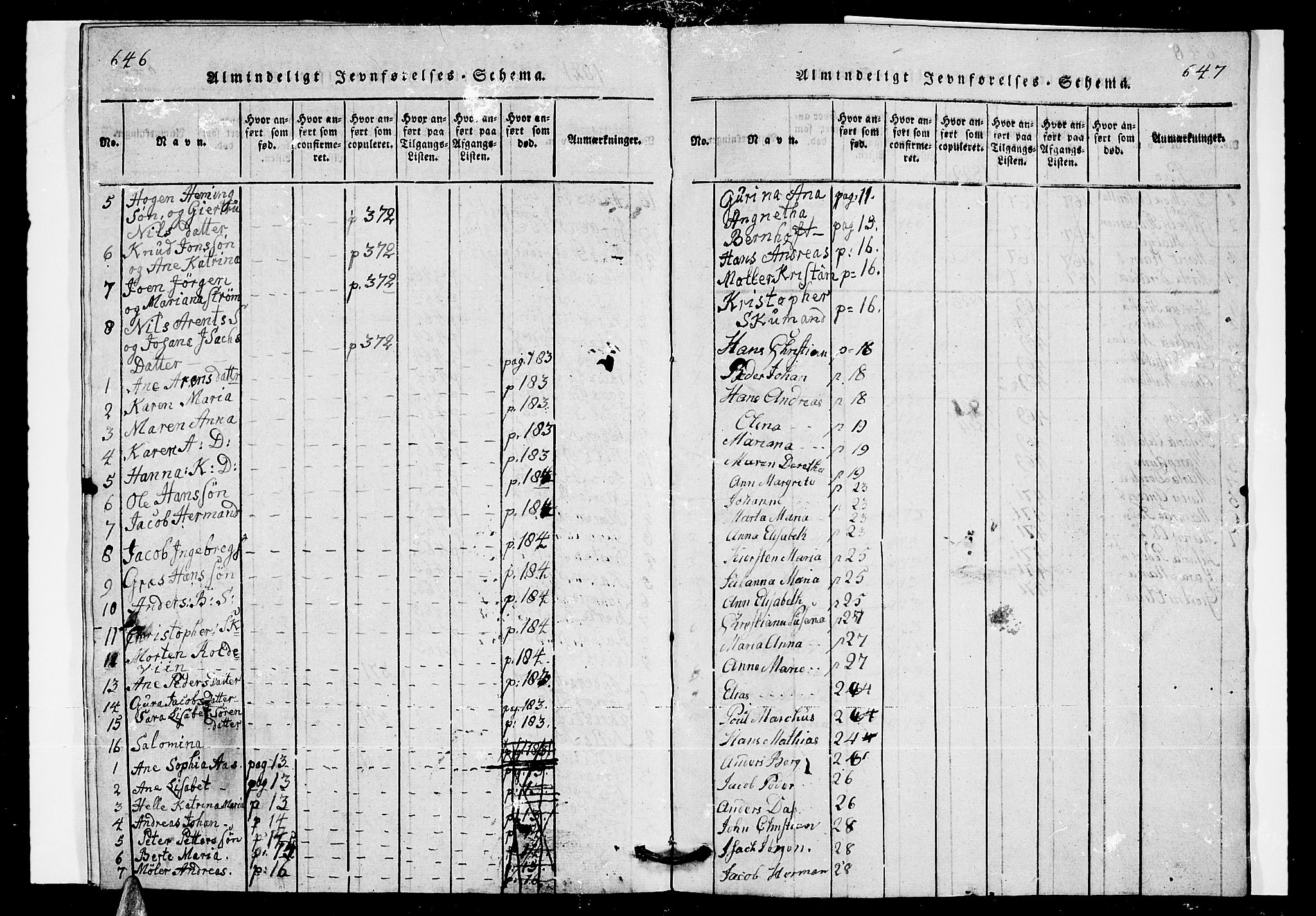 Ministerialprotokoller, klokkerbøker og fødselsregistre - Nordland, AV/SAT-A-1459/835/L0529: Parish register (copy) no. 835C01, 1820-1828, p. 646-647