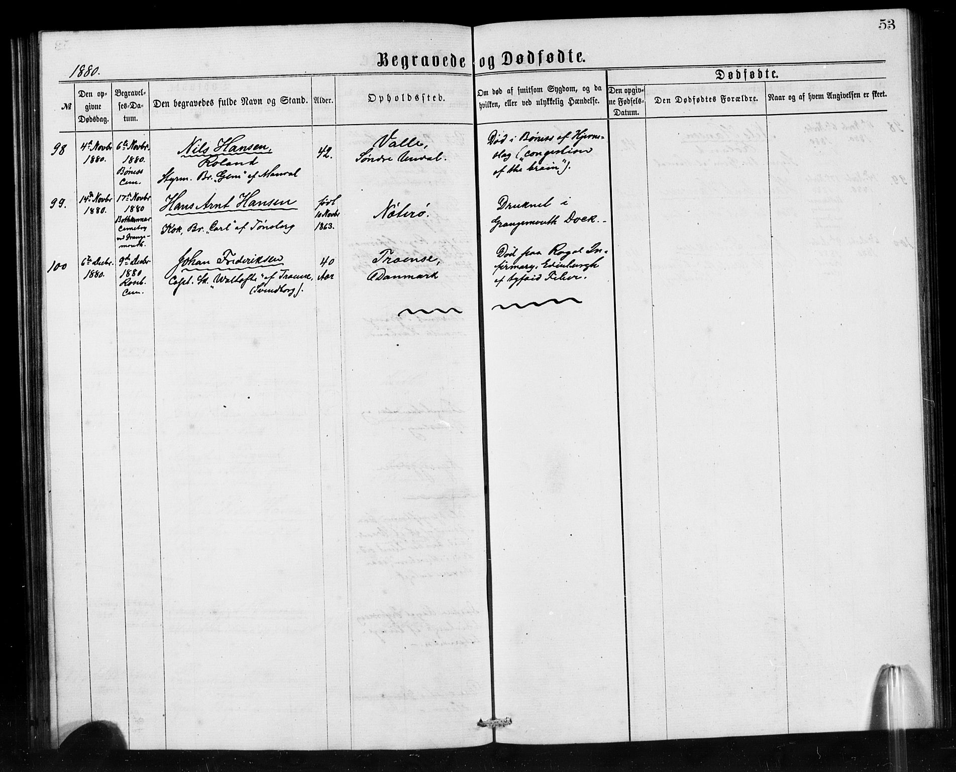 Den norske sjømannsmisjon i utlandet/Skotske havner (Leith, Glasgow), SAB/SAB/PA-0100/H/Ha/Haa/L0001: Parish register (official) no. A 1, 1865-1880, p. 53