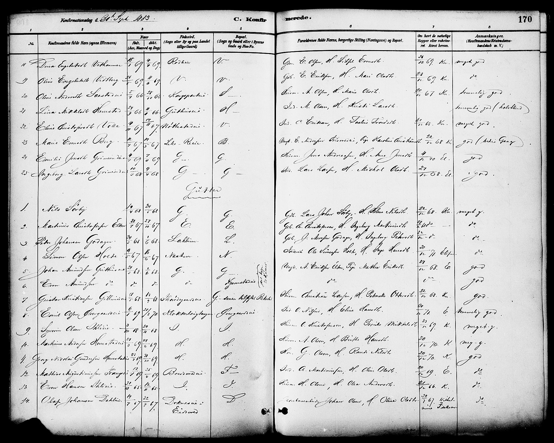 Stange prestekontor, AV/SAH-PREST-002/K/L0017: Parish register (official) no. 17, 1880-1893, p. 170