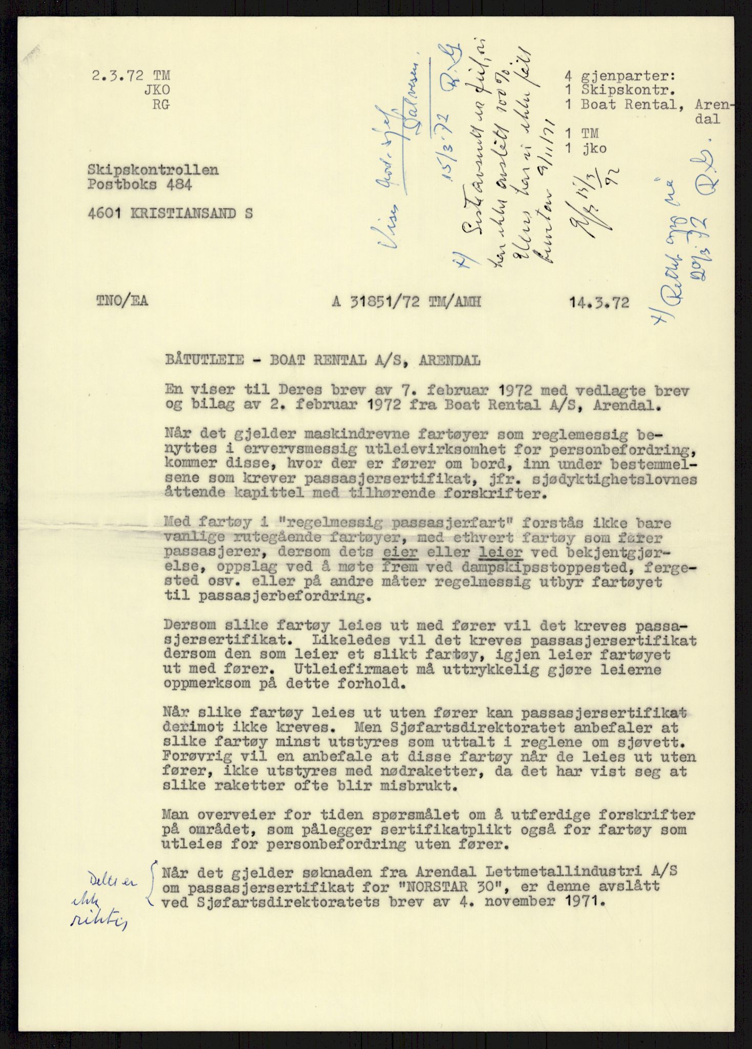 Sjøfartsdirektoratet med forløpere, generelt arkiv, AV/RA-S-1407/D/Du/Duc/L0641/0004: Skipskontrollen - Forskrifter    / Utleiebåter (2 mapper), 1977-1989, p. 219
