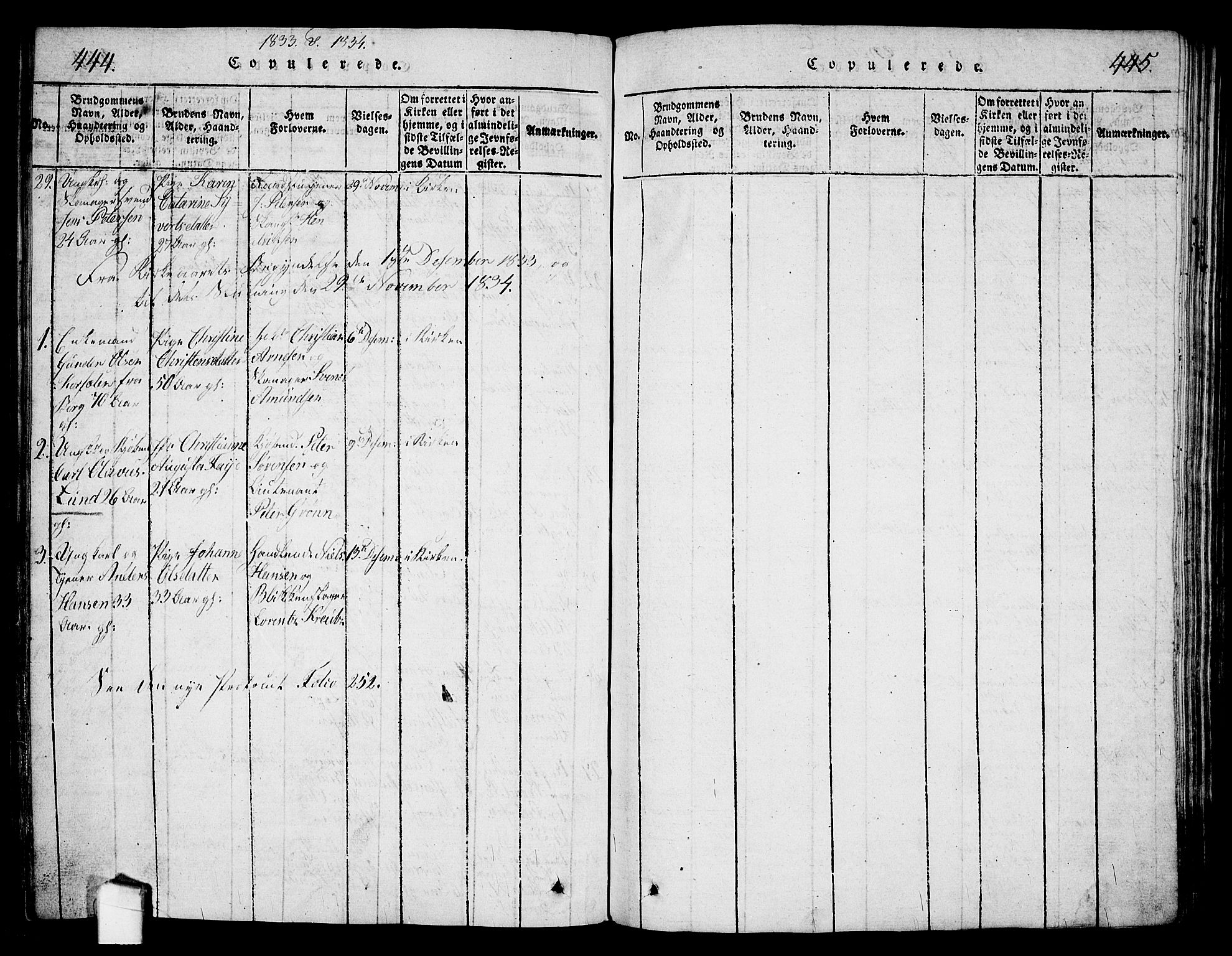 Halden prestekontor Kirkebøker, AV/SAO-A-10909/G/Ga/L0001: Parish register (copy) no. 1, 1815-1833, p. 444-445