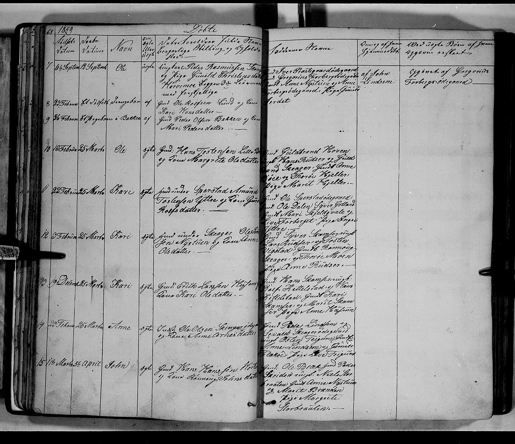 Lom prestekontor, SAH/PREST-070/L/L0004: Parish register (copy) no. 4, 1845-1864, p. 68-69