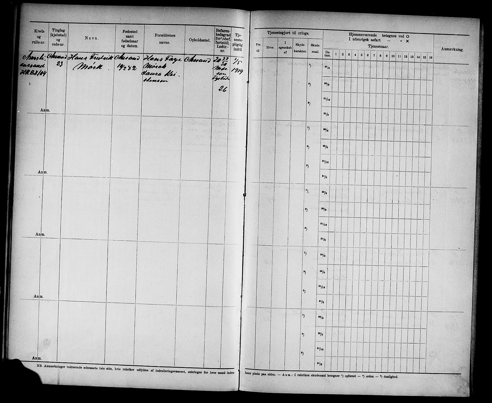 Kristiansand mønstringskrets, SAK/2031-0015/F/Fd/L0005: Rulle sjøvernepliktige, C-5, 1903, p. 53