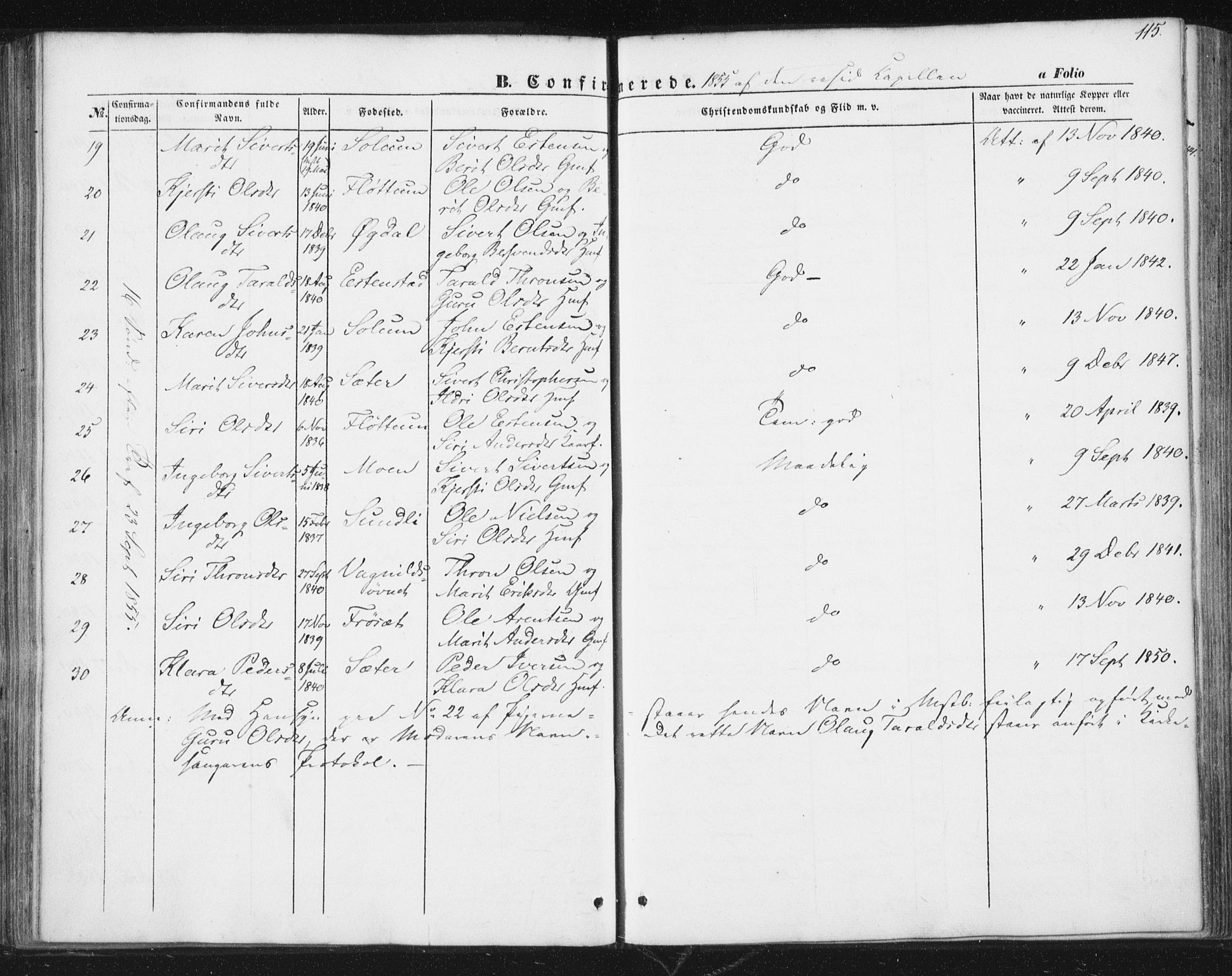 Ministerialprotokoller, klokkerbøker og fødselsregistre - Sør-Trøndelag, SAT/A-1456/689/L1038: Parish register (official) no. 689A03, 1848-1872, p. 115