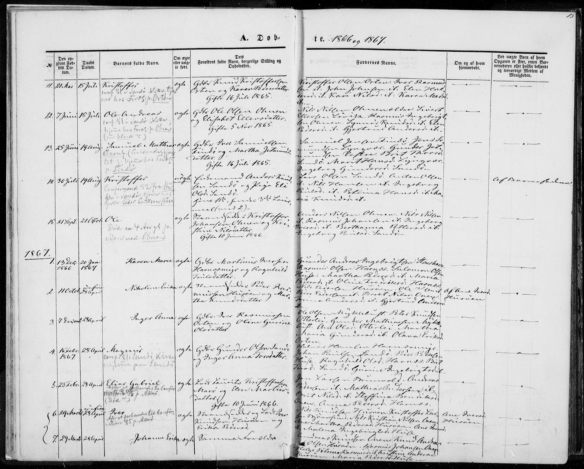 Ministerialprotokoller, klokkerbøker og fødselsregistre - Møre og Romsdal, AV/SAT-A-1454/561/L0728: Parish register (official) no. 561A02, 1858-1878, p. 13