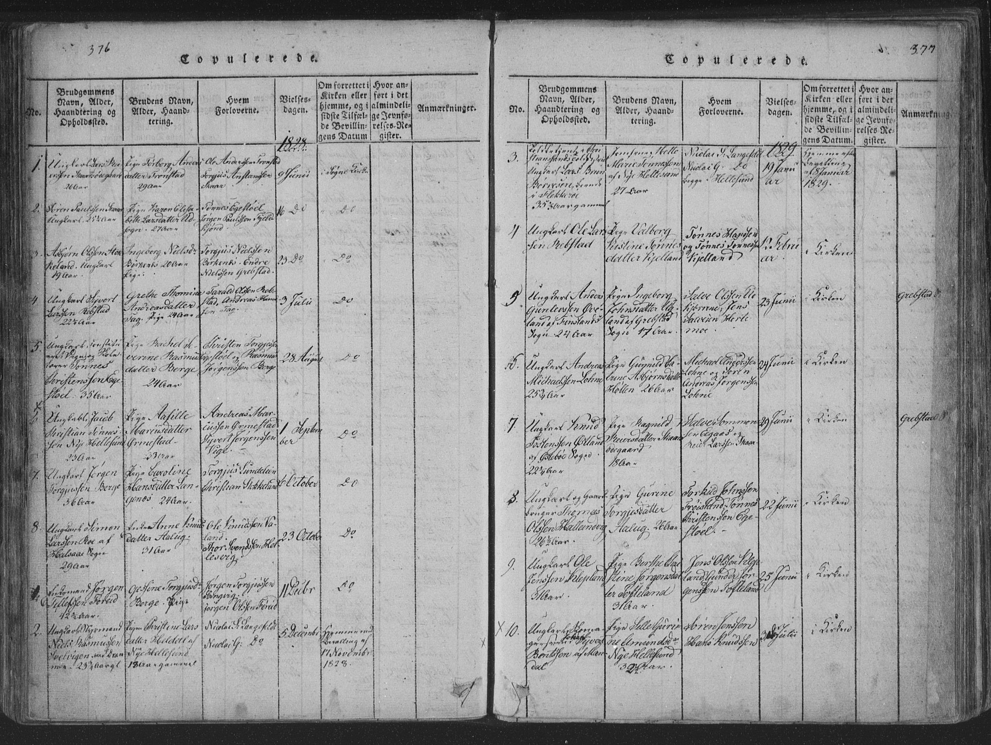 Søgne sokneprestkontor, SAK/1111-0037/F/Fa/Fab/L0008: Parish register (official) no. A 8, 1821-1838, p. 376-377