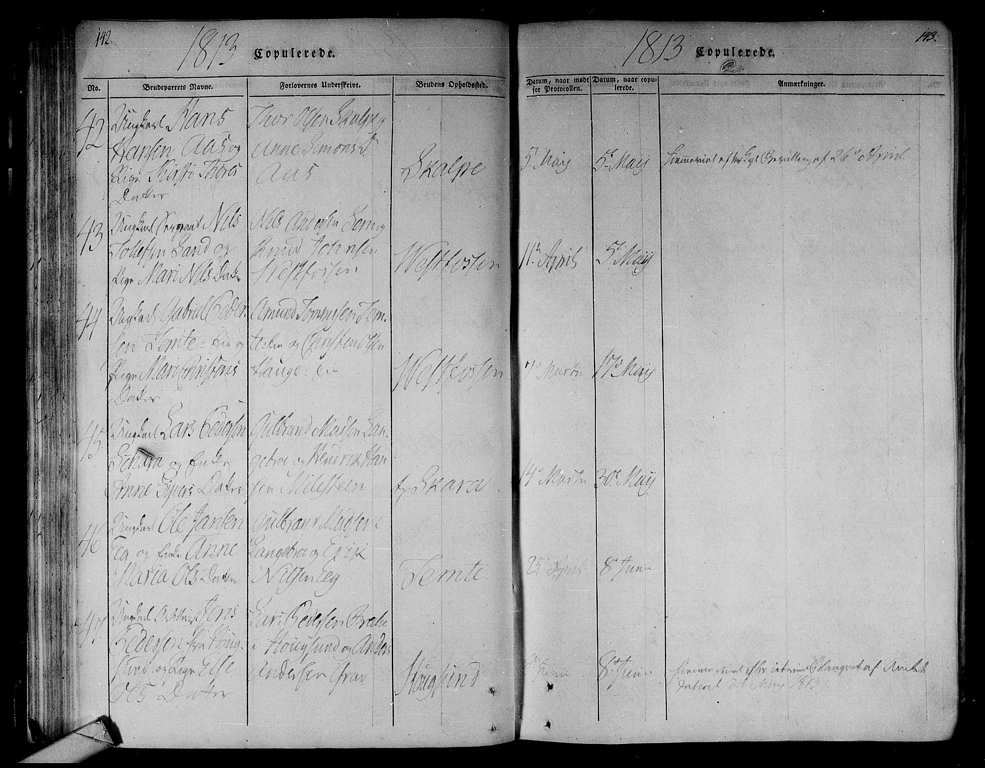 Eiker kirkebøker, AV/SAKO-A-4/F/Fa/L0010: Parish register (official) no. I 10, 1806-1815, p. 142-143