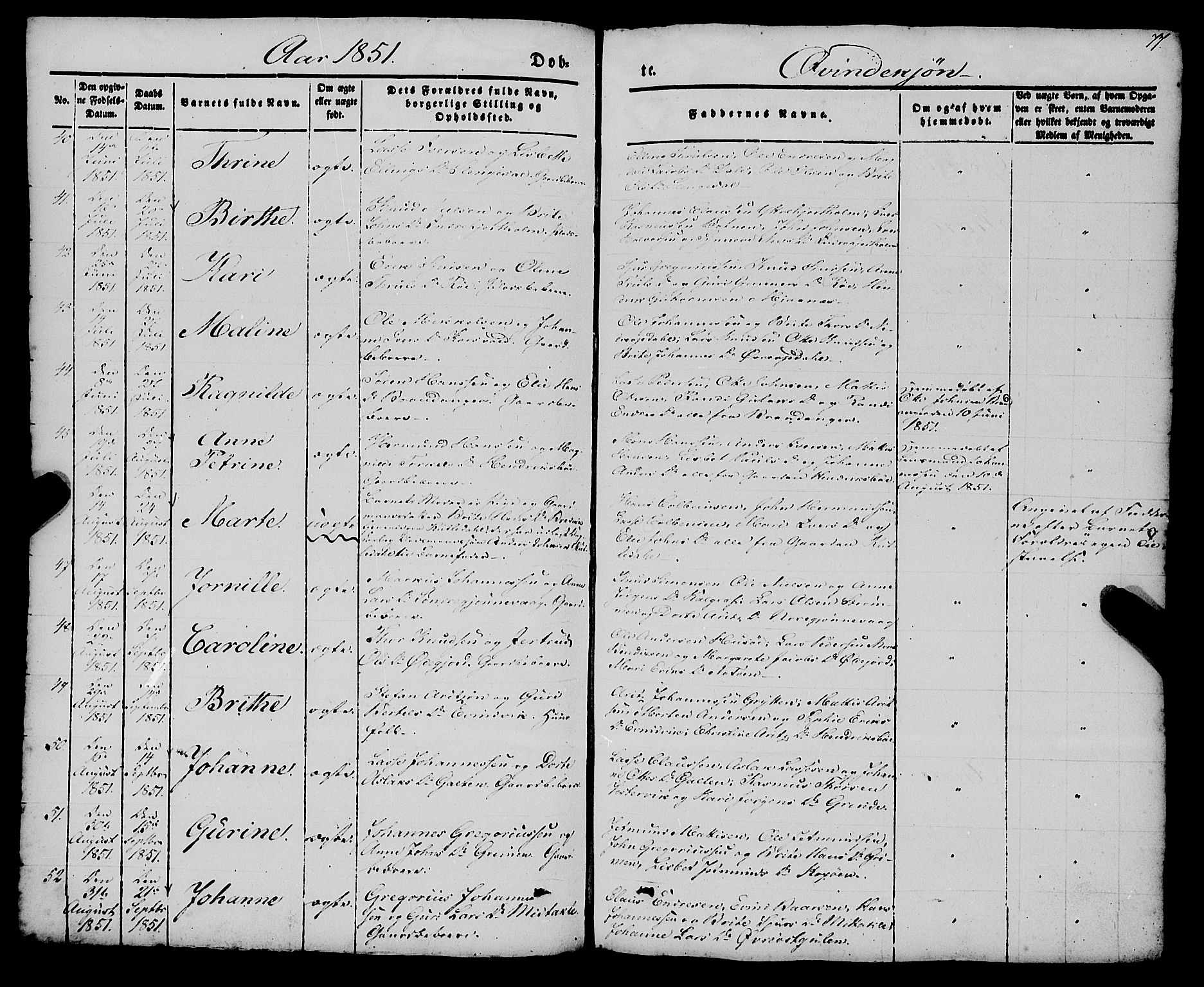 Gulen sokneprestembete, AV/SAB-A-80201/H/Haa/Haaa/L0021: Parish register (official) no. A 21, 1848-1858, p. 77