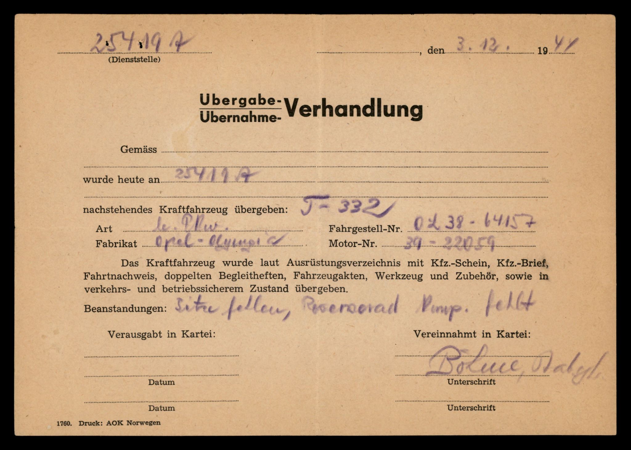 Møre og Romsdal vegkontor - Ålesund trafikkstasjon, SAT/A-4099/F/Fe/L0003: Registreringskort for kjøretøy T 232 - T 340, 1927-1998, p. 2596