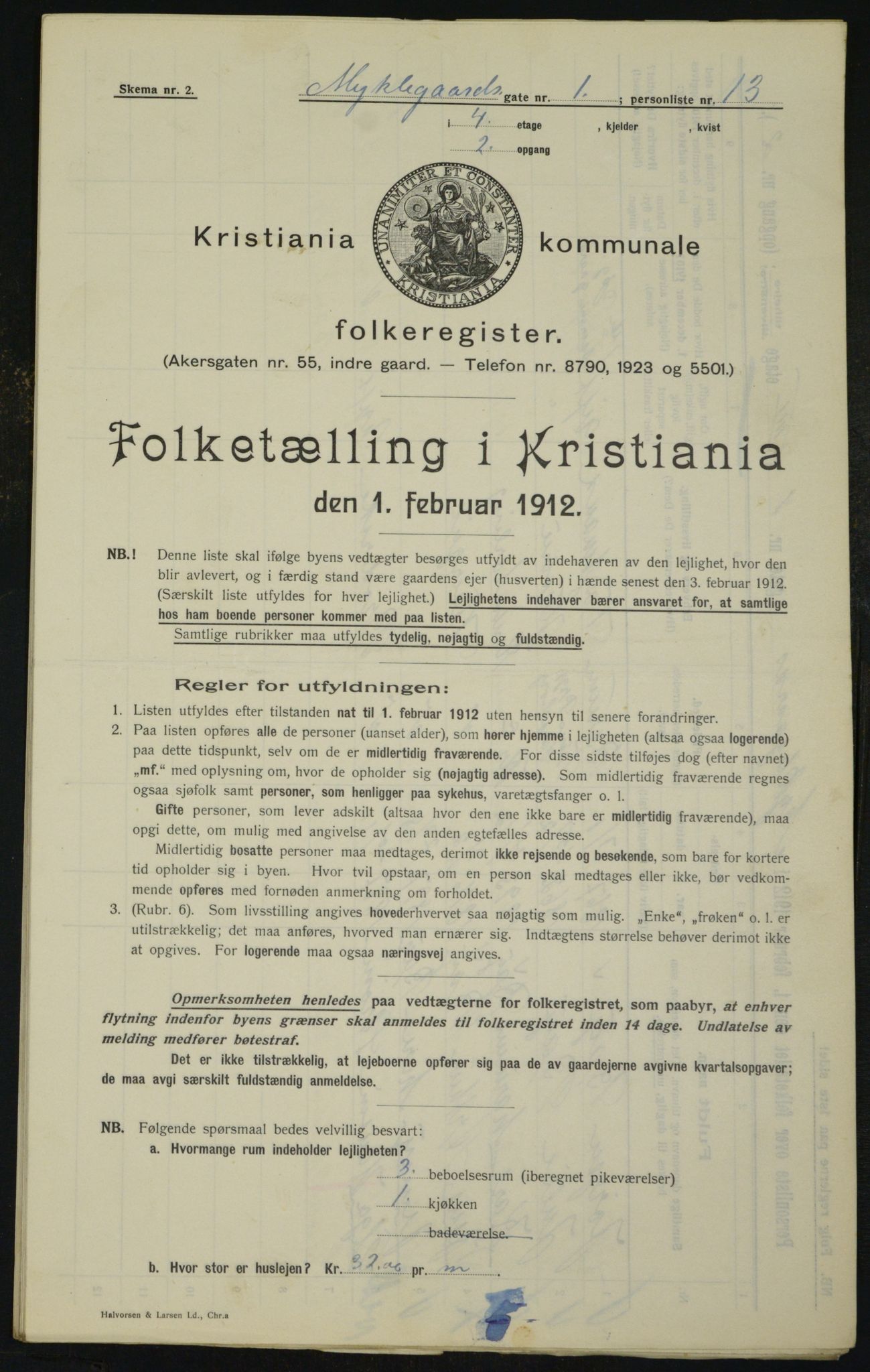 OBA, Municipal Census 1912 for Kristiania, 1912, p. 68712