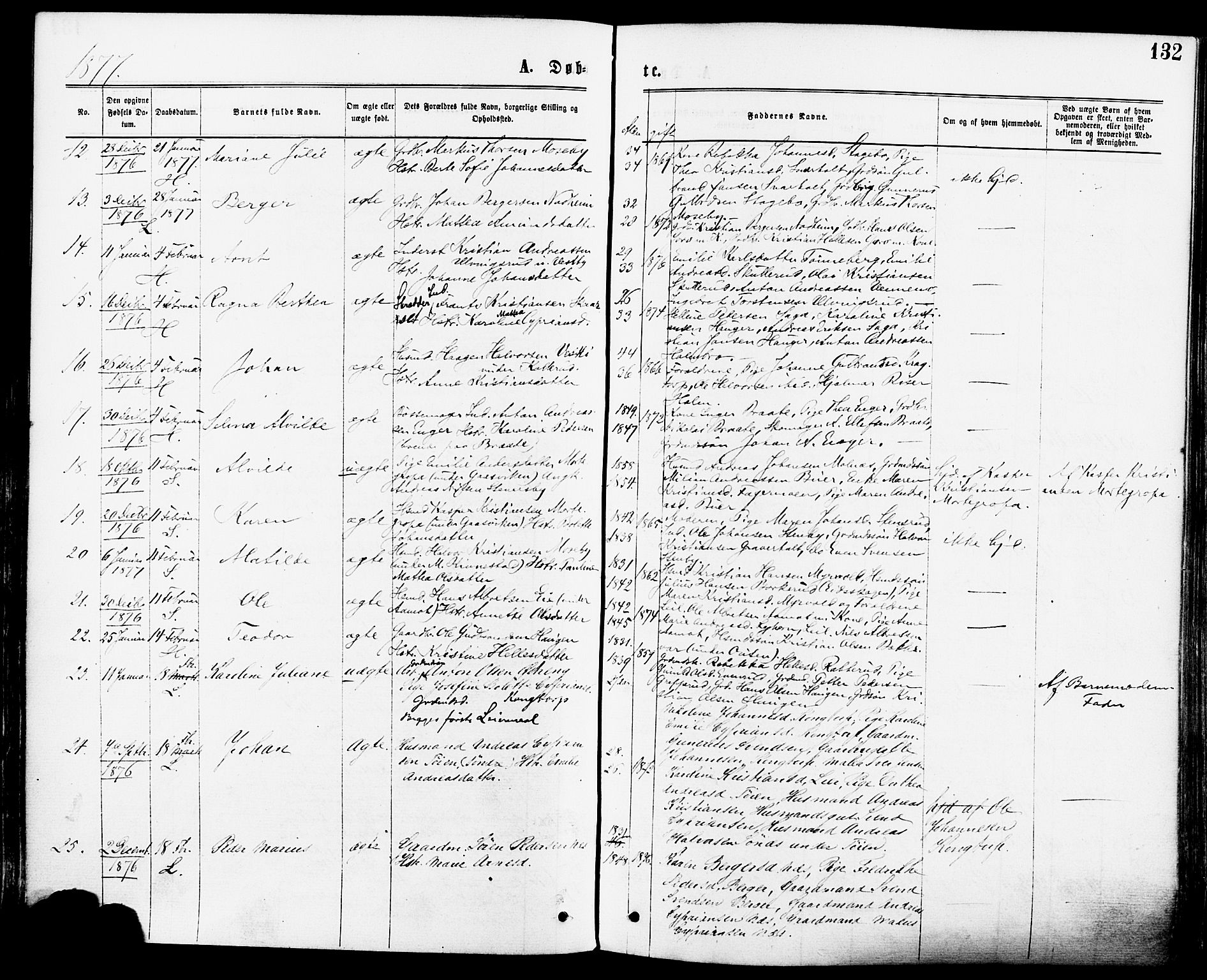 Høland prestekontor Kirkebøker, AV/SAO-A-10346a/F/Fa/L0012.a: Parish register (official) no. I 12A, 1869-1879, p. 132