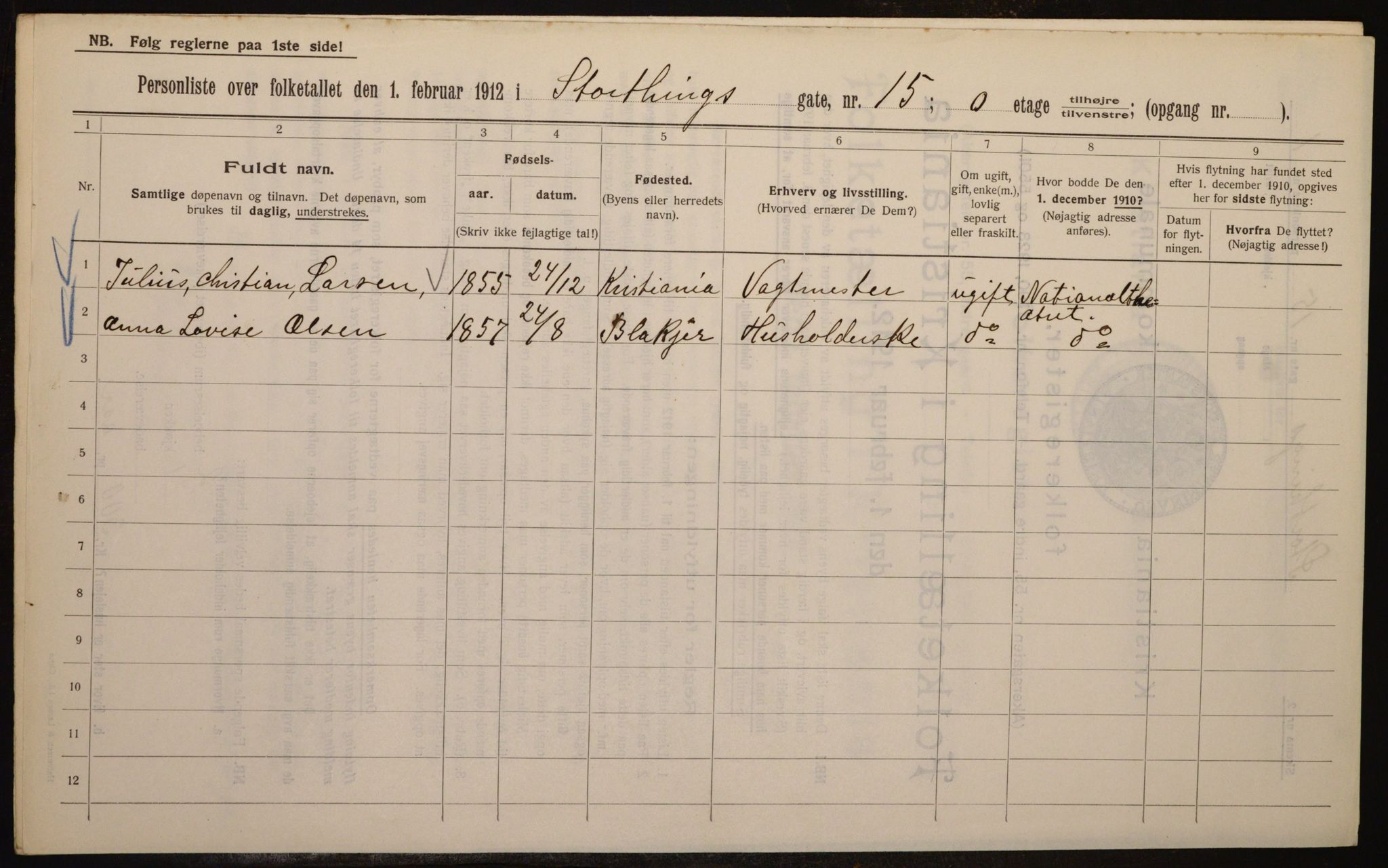 OBA, Municipal Census 1912 for Kristiania, 1912, p. 103618